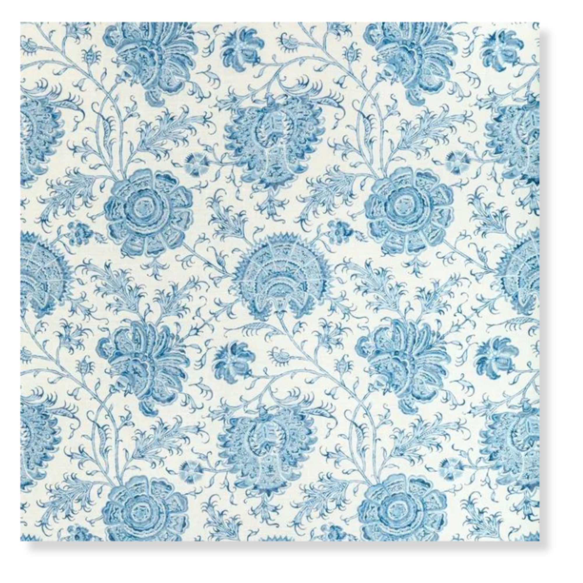 Indiennes Floral in Delft - Fabric by the Yard