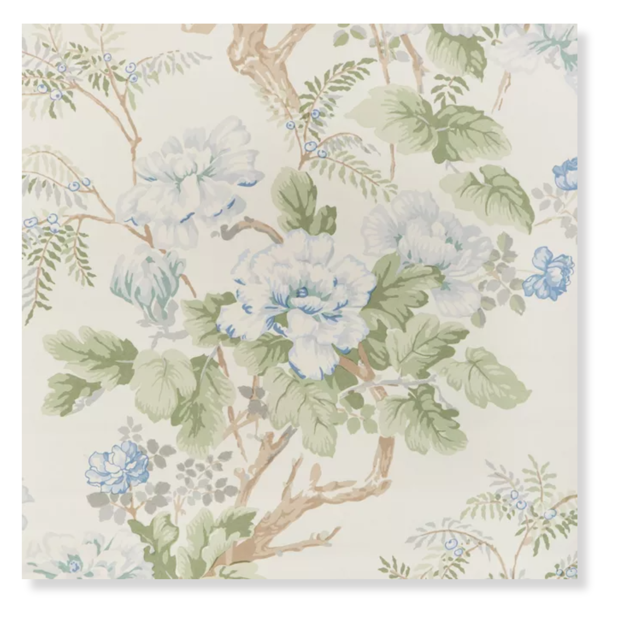 Chinese Peony Light Blue Wallpaper