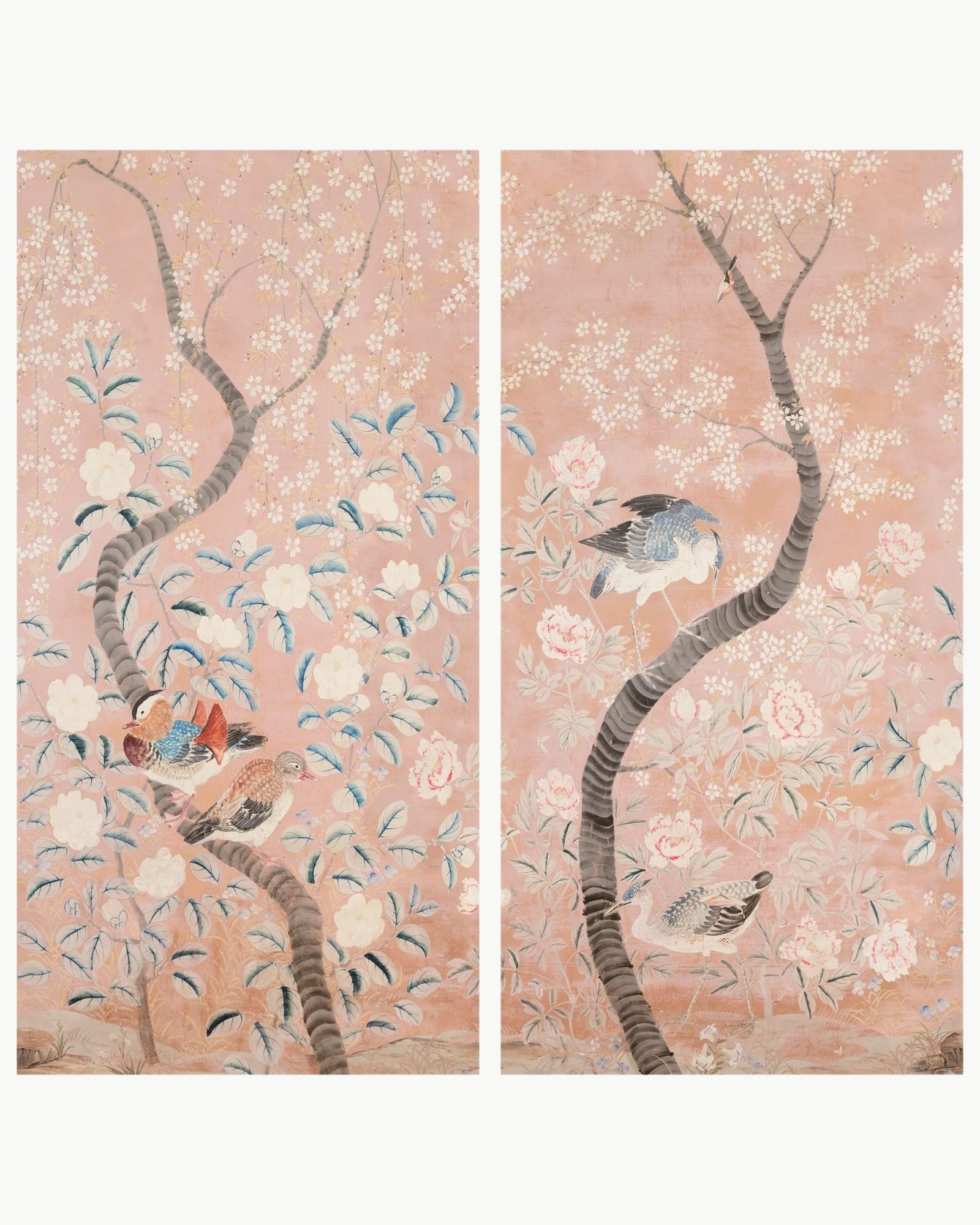 Fauna Chinoiserie Panels in Blush