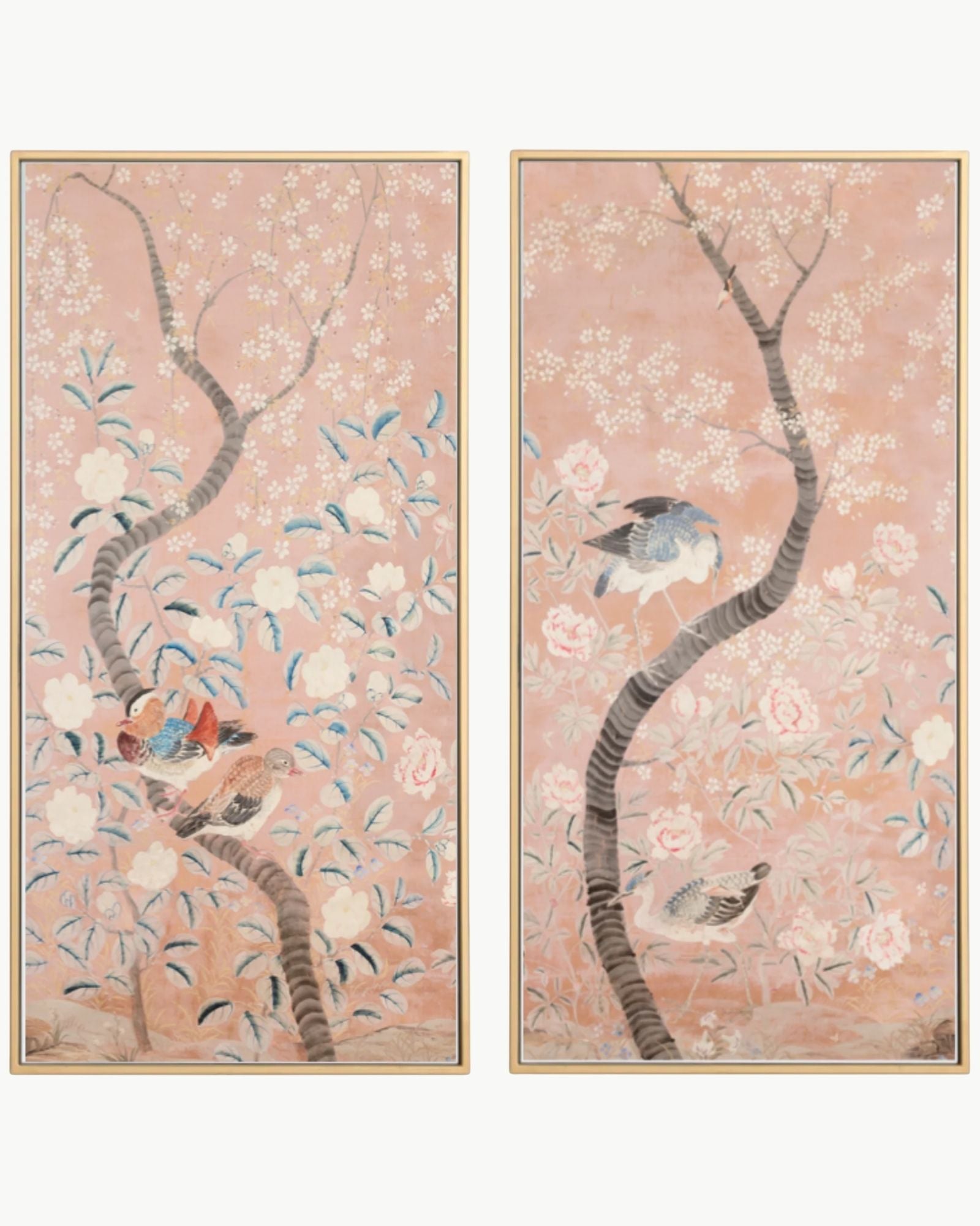 Fauna Chinoiserie Panels in Blush