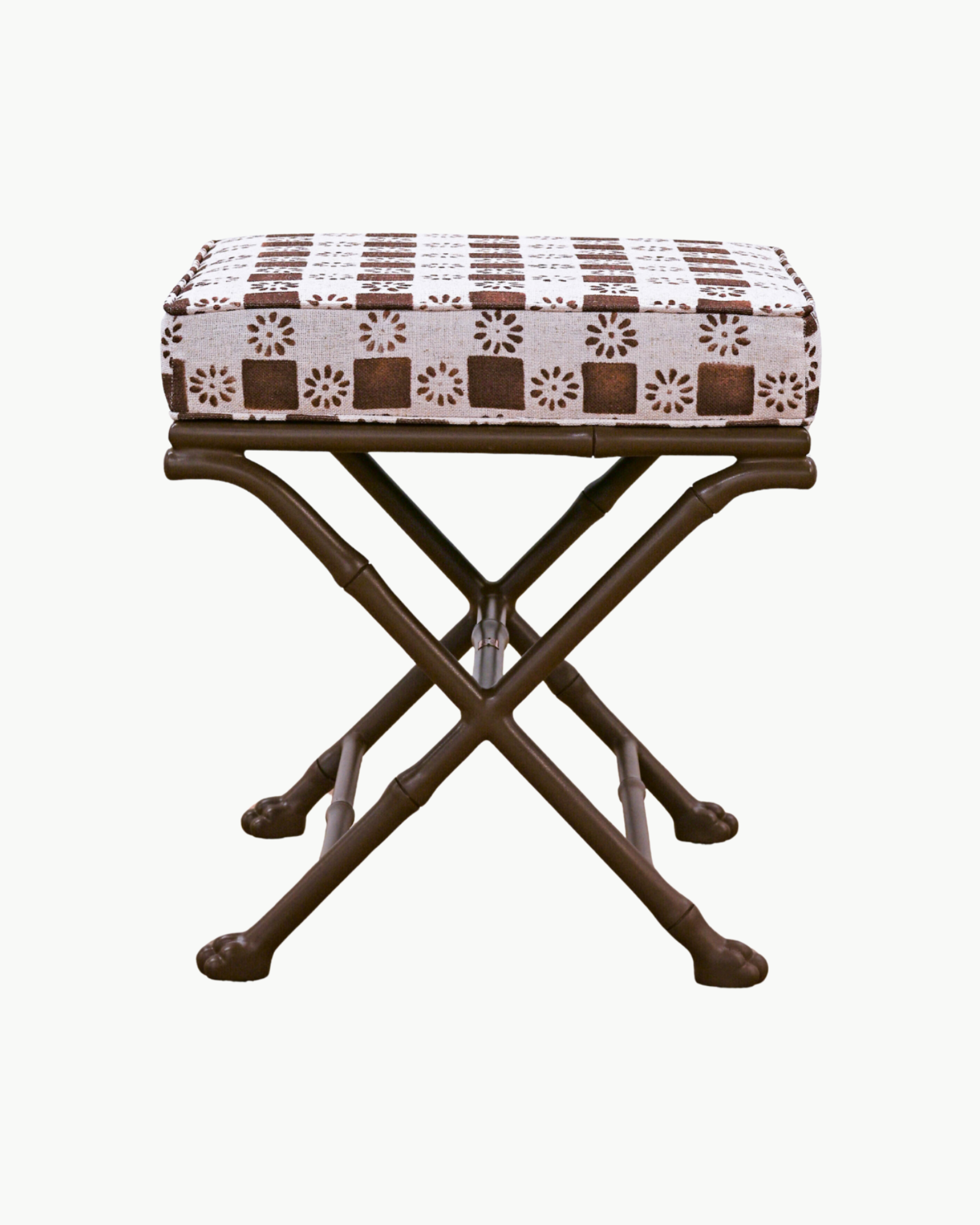 FACTORY | Faux Bamboo X-Stool - Large in The Keeping House Exclusive Check
