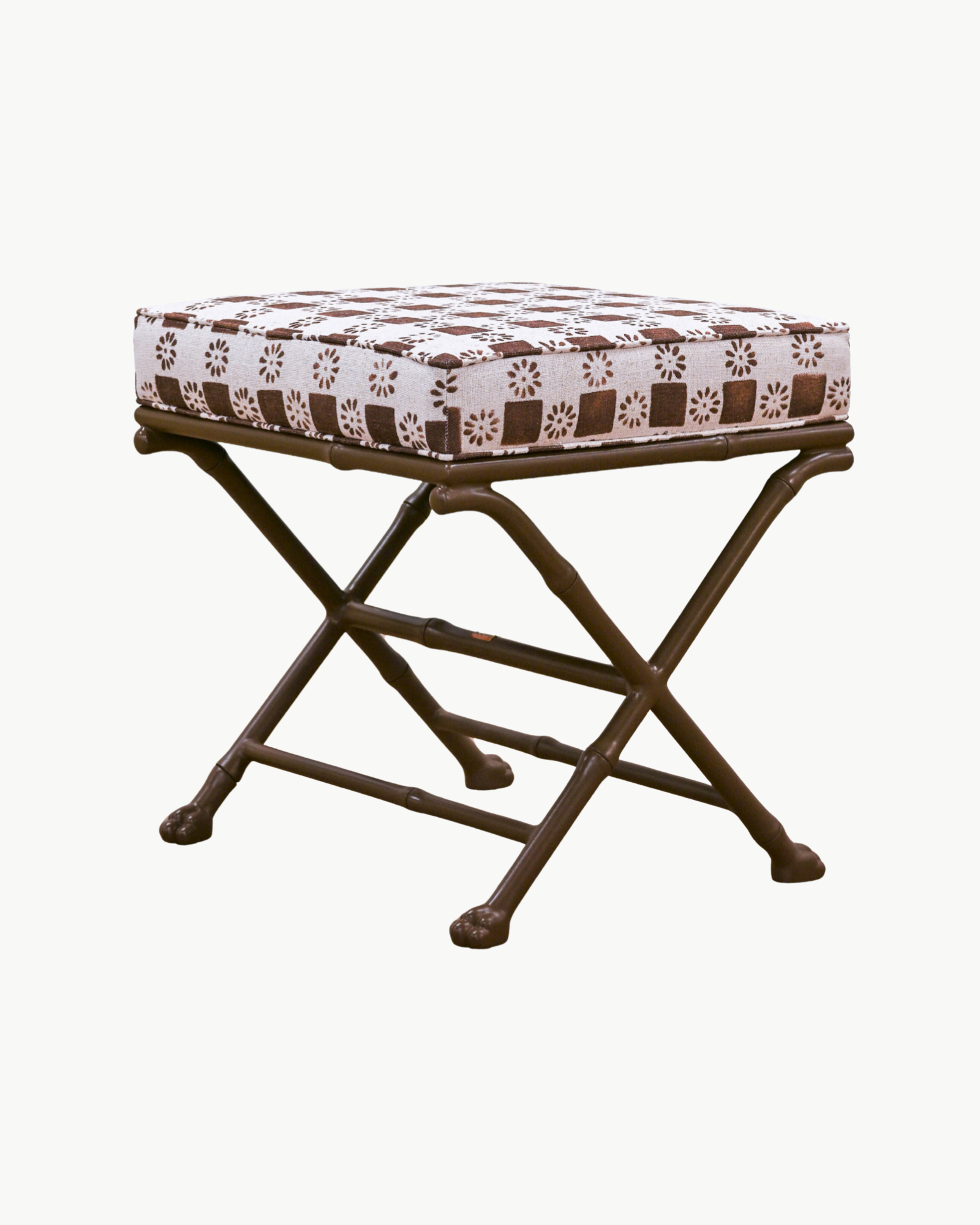 FACTORY | Faux Bamboo X-Stool - Large in The Keeping House Exclusive Check