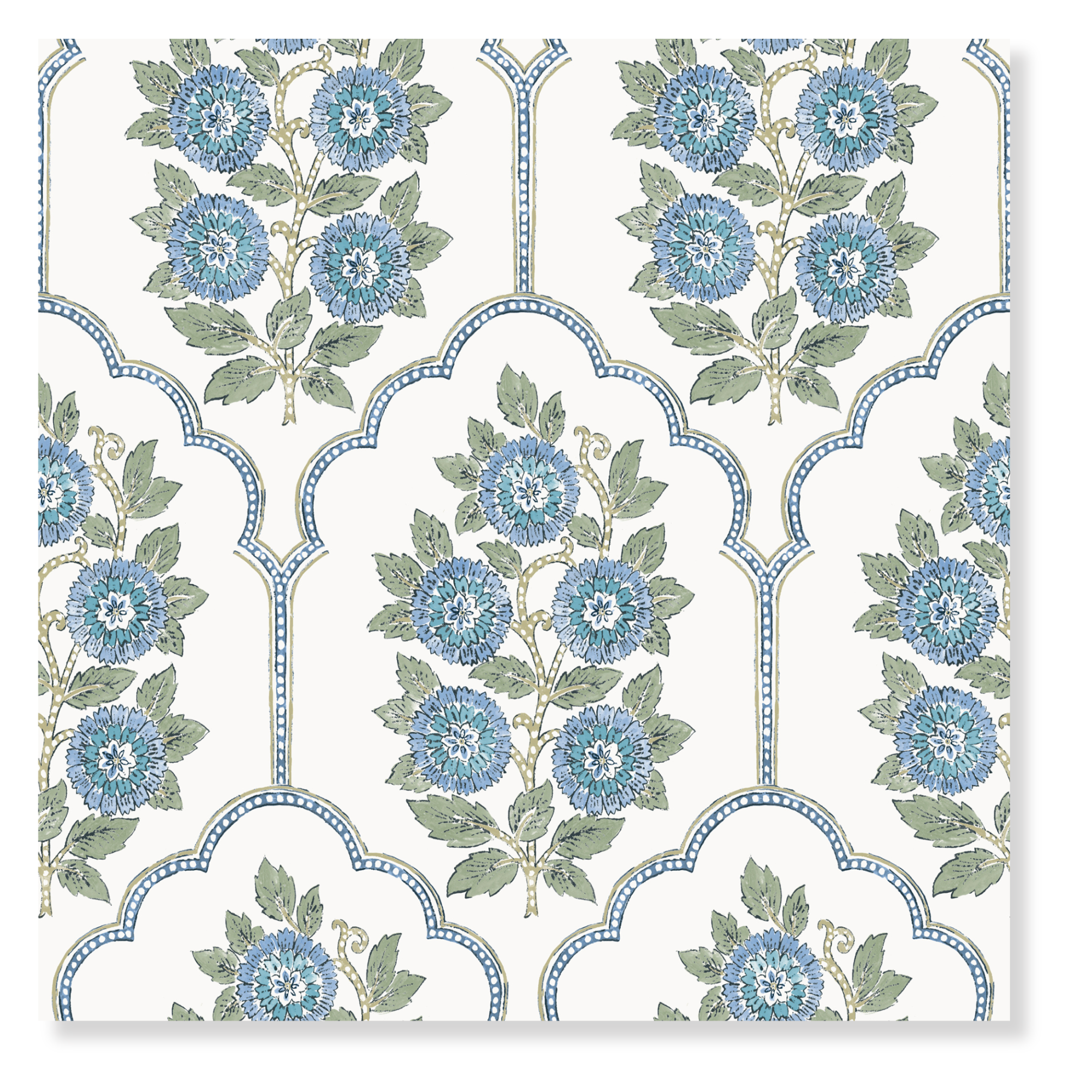 Floral Bazaar Green and Blue Peel and Stick Wallpaper