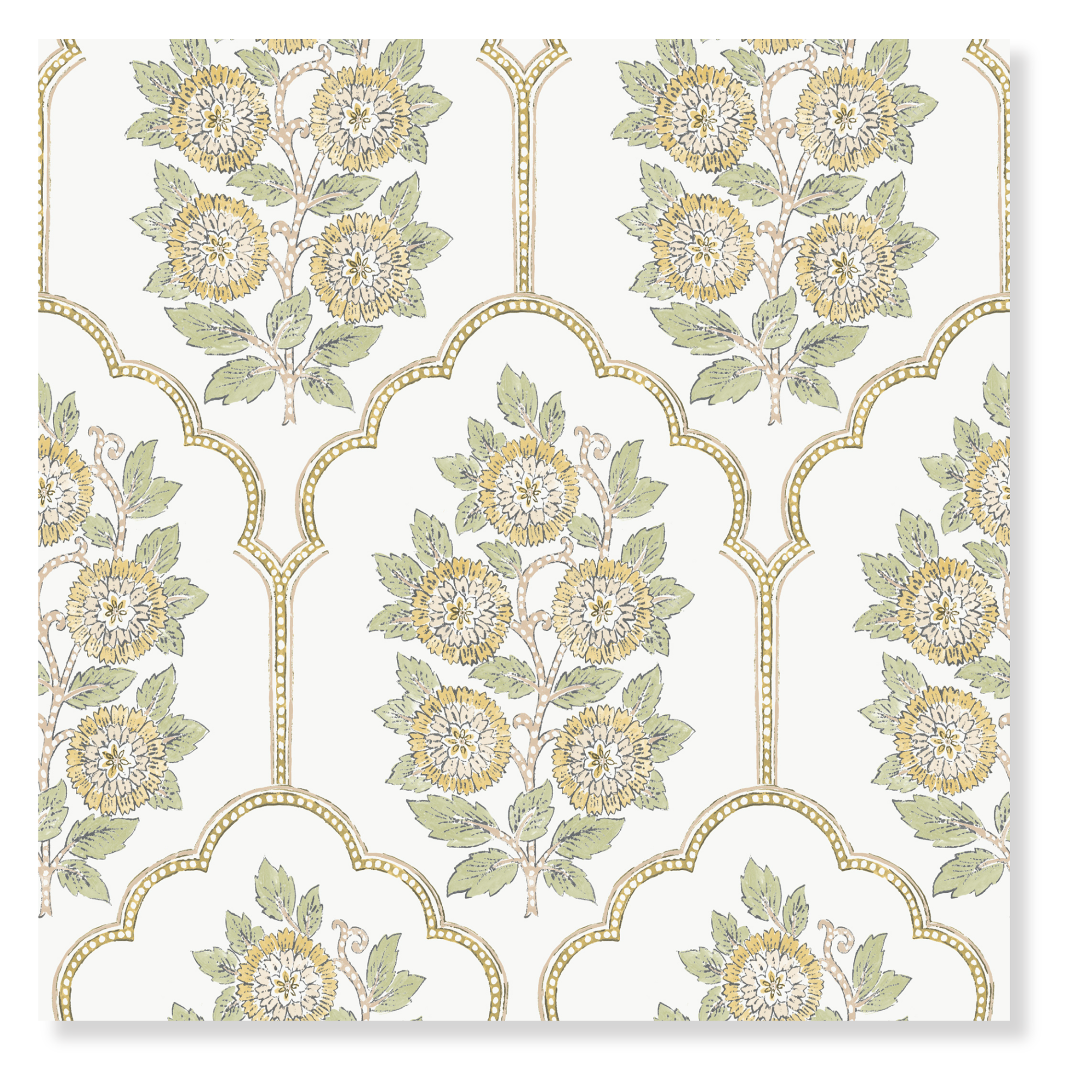 Floral Bazaar Ochre Peel and Stick Wallpaper