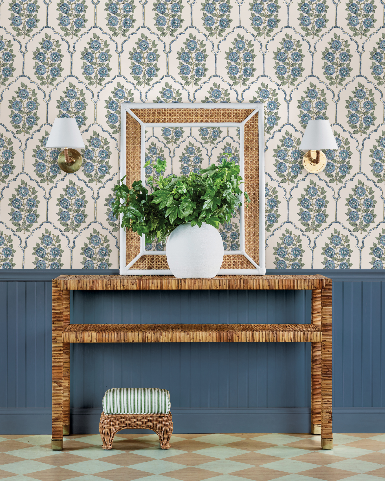 Floral Bazaar Green and Blue Peel and Stick Wallpaper