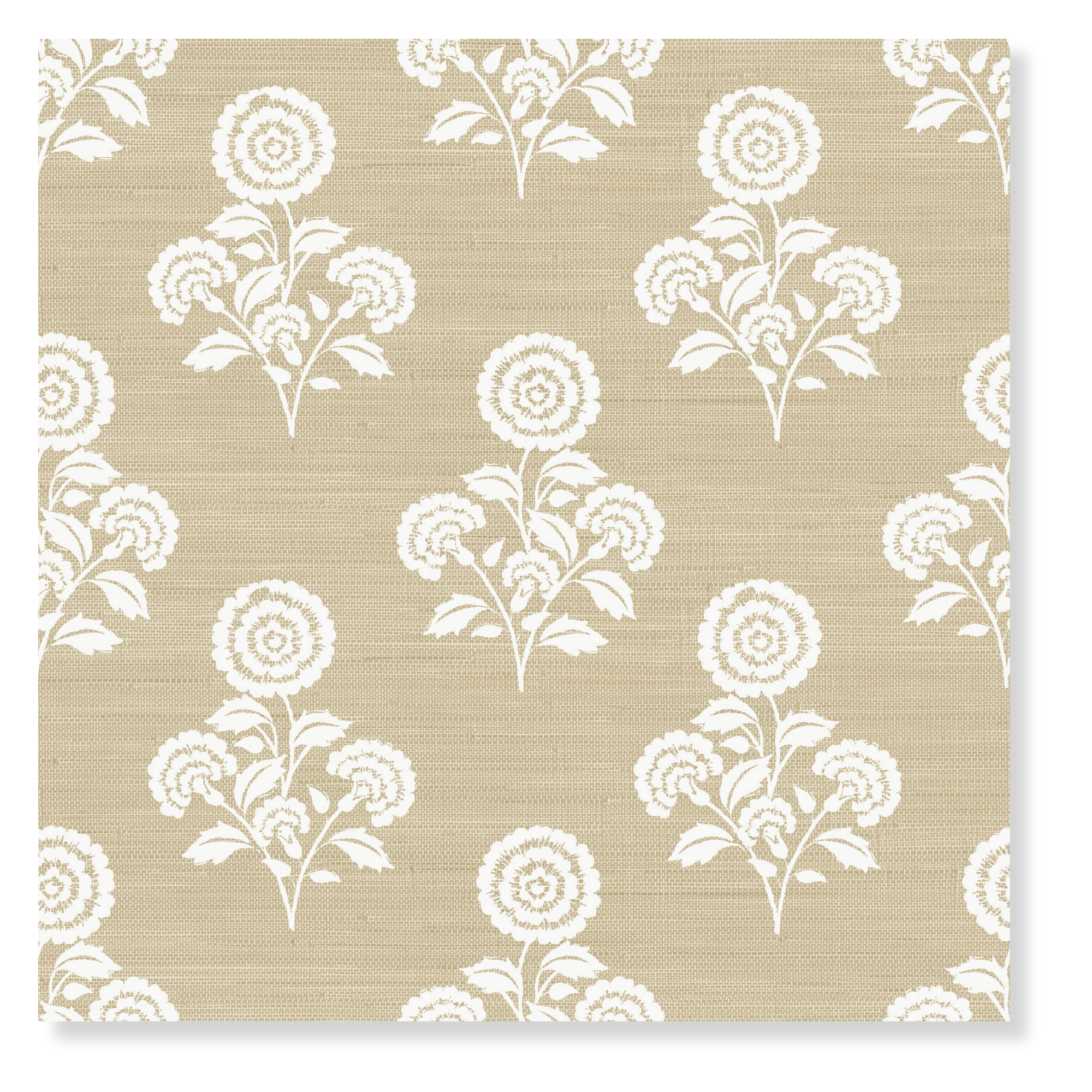 Flourish Block Print Wheat Faux Grasscloth Peel and Stick Wallpaper