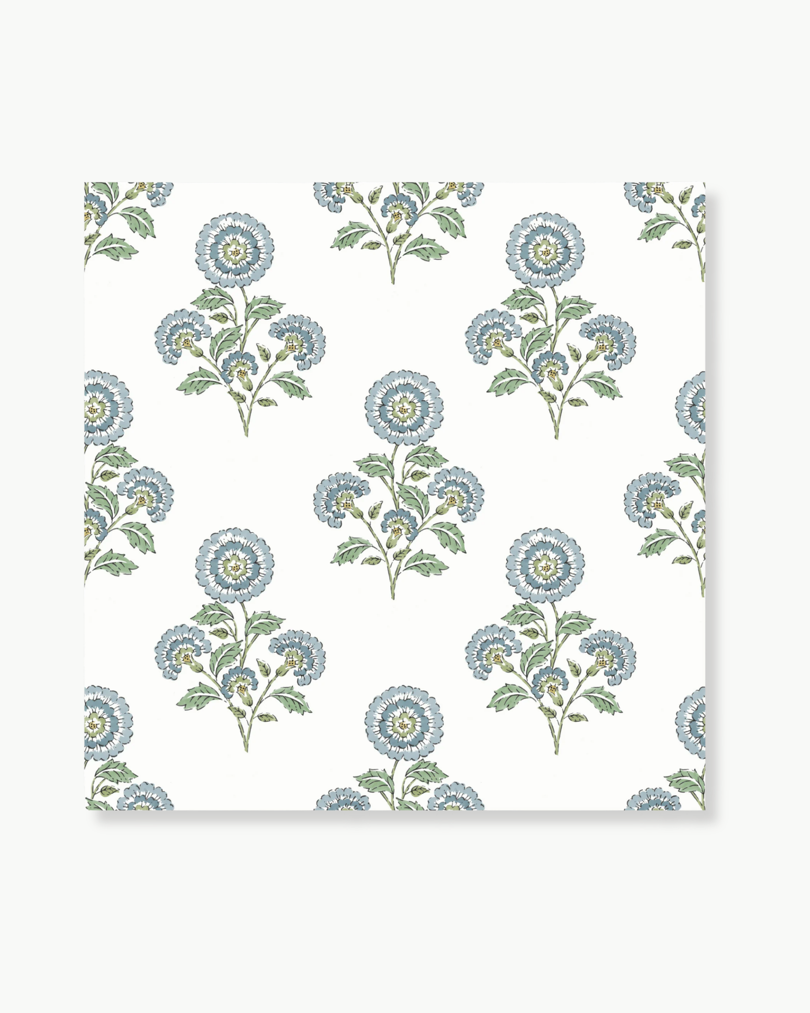 Flourish Block Print Blue and Green Multi Peel and Stick Wallpaper