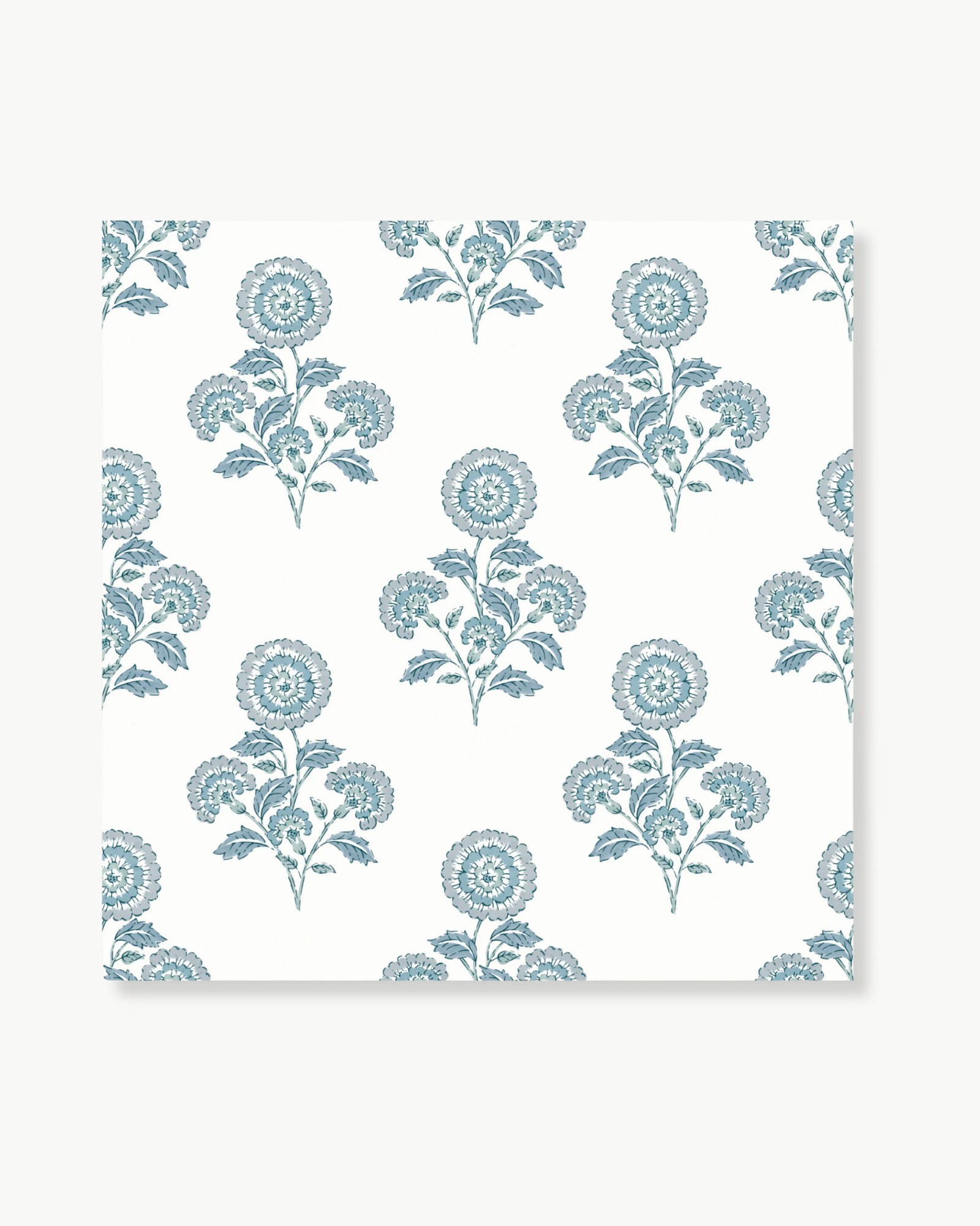 Flourish Block Print Blue on Blue Peel and Stick Wallpaper