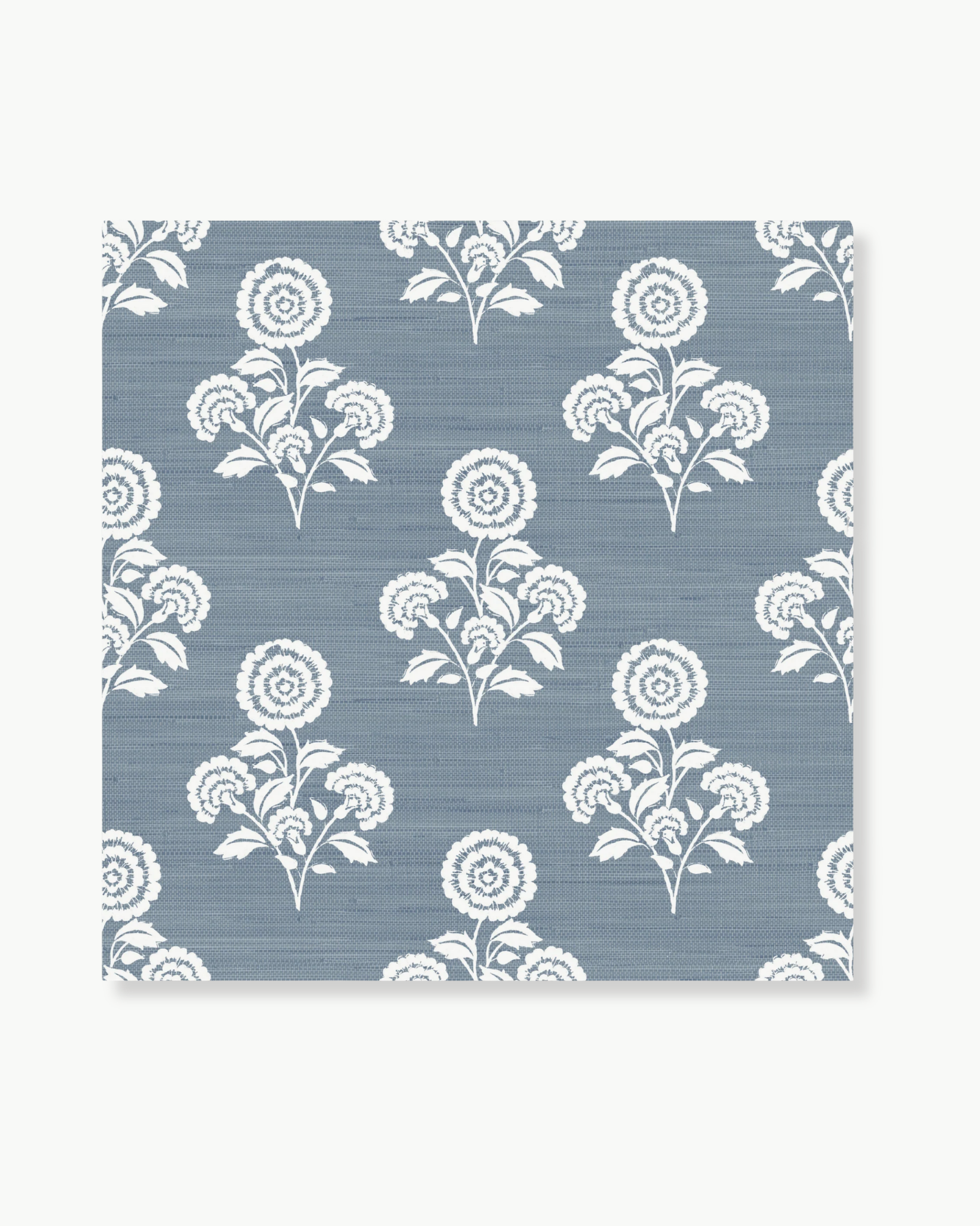 Flourish Block Print Mineral Blue Faux Grasscloth Peel and Stick Wallpaper