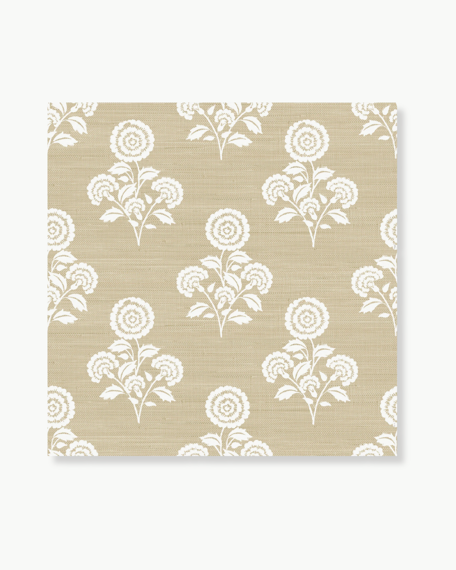 Flourish Block Print Wheat Faux Grasscloth Peel and Stick Wallpaper