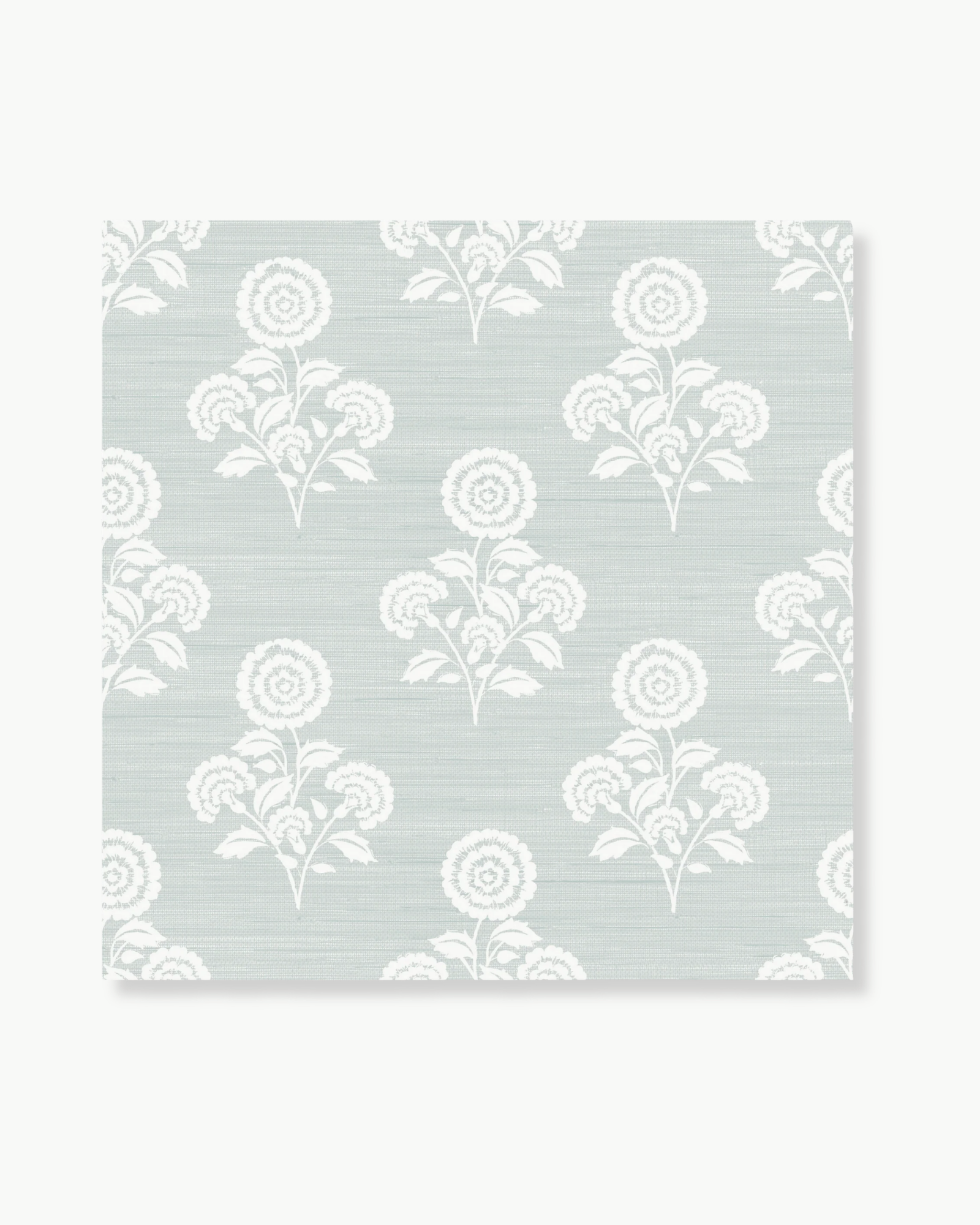 Flourish Block Print Whisper Blue Faux Grasscloth Peel and Stick Wallpaper