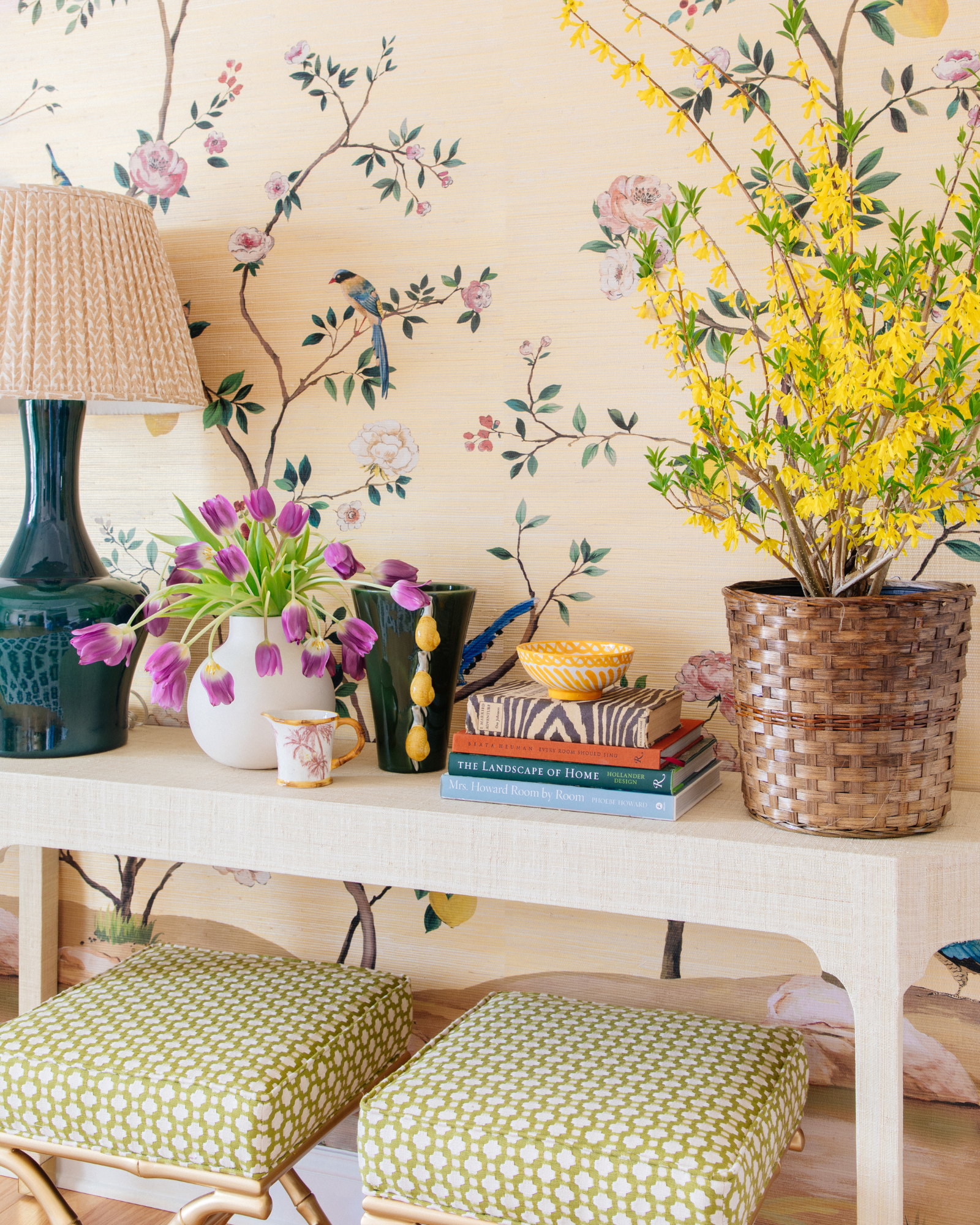 Faux Bamboo Footed X-Stool - Small