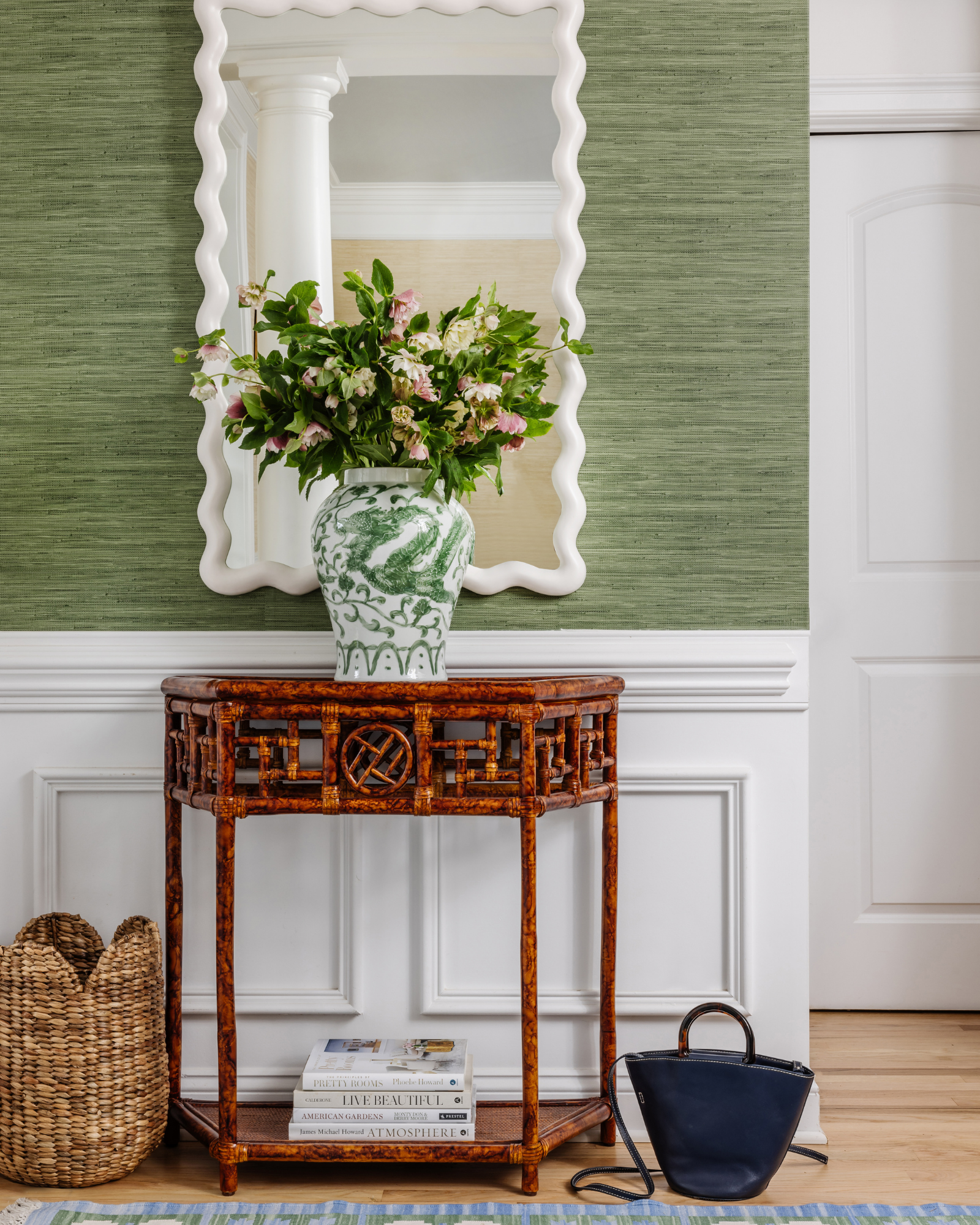 Hunter Green Faux Grasscloth Peel and Stick Wallpaper