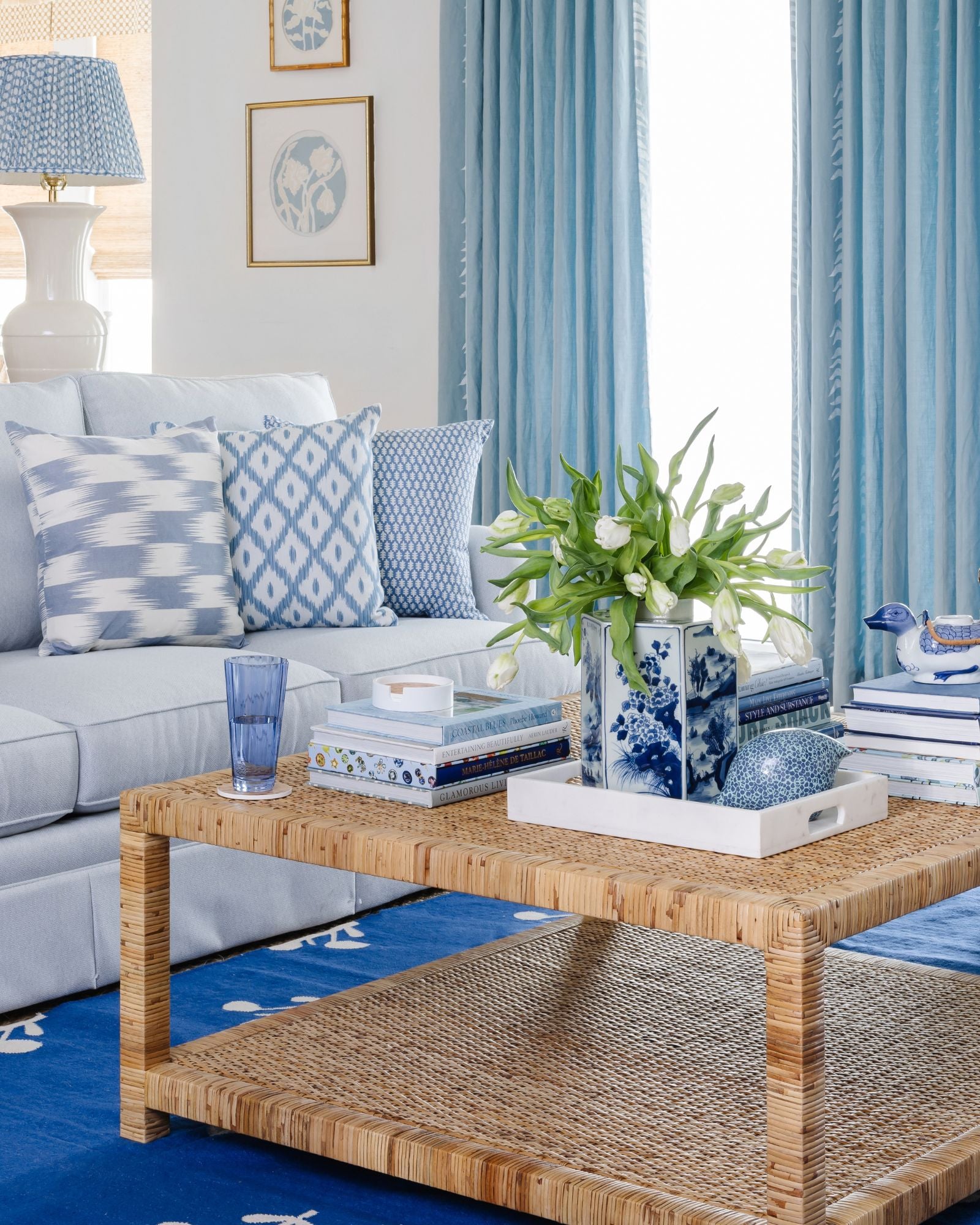 India Ikat Denim Pillow Cover