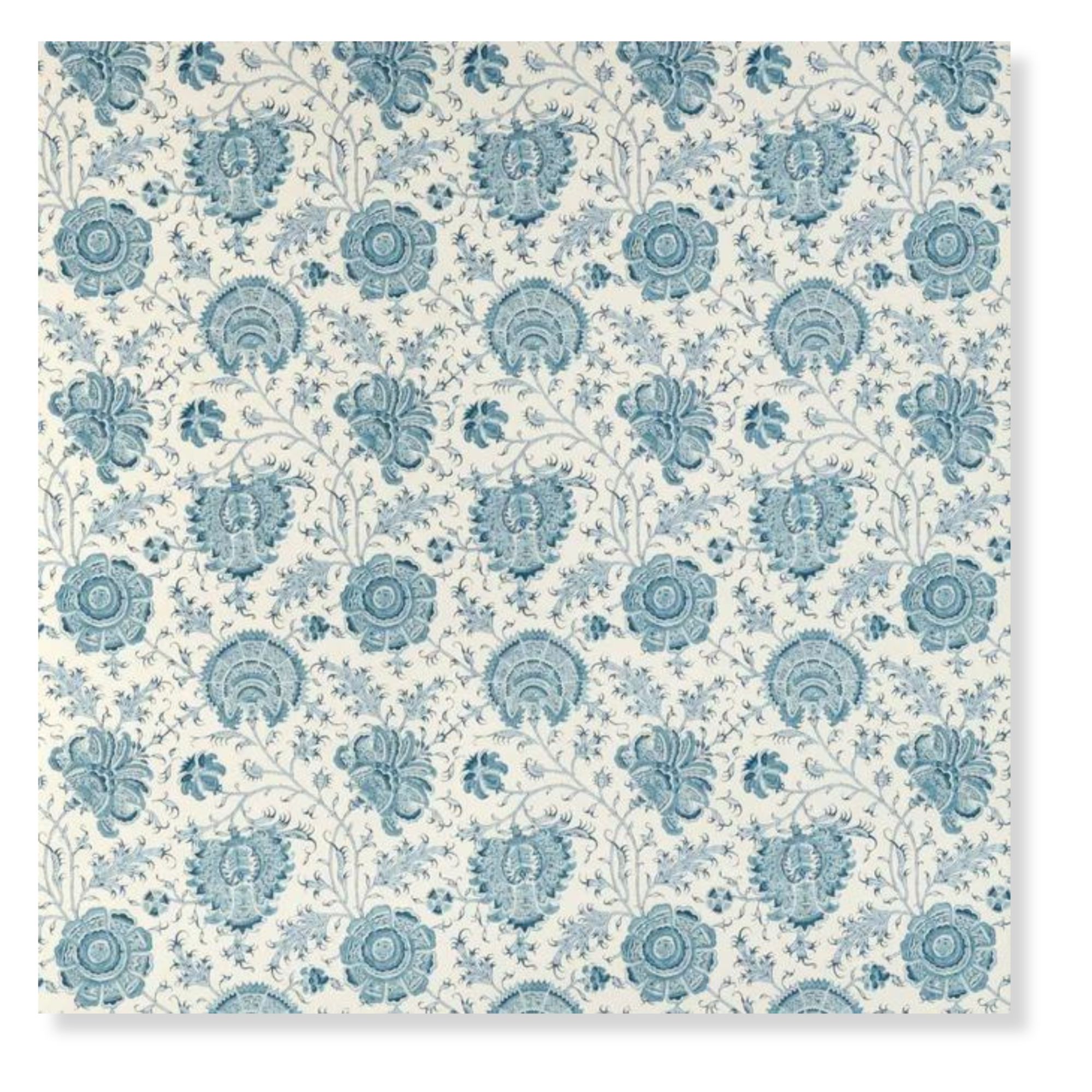 Indiennes Floral in Delft Wallpaper