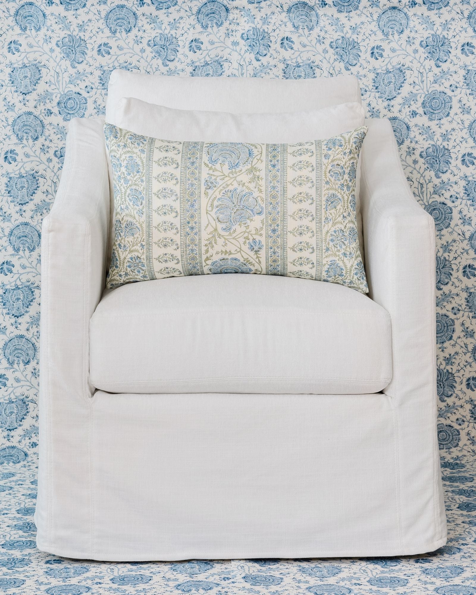 Indiennes Stripe in Sea Lumbar Pillow