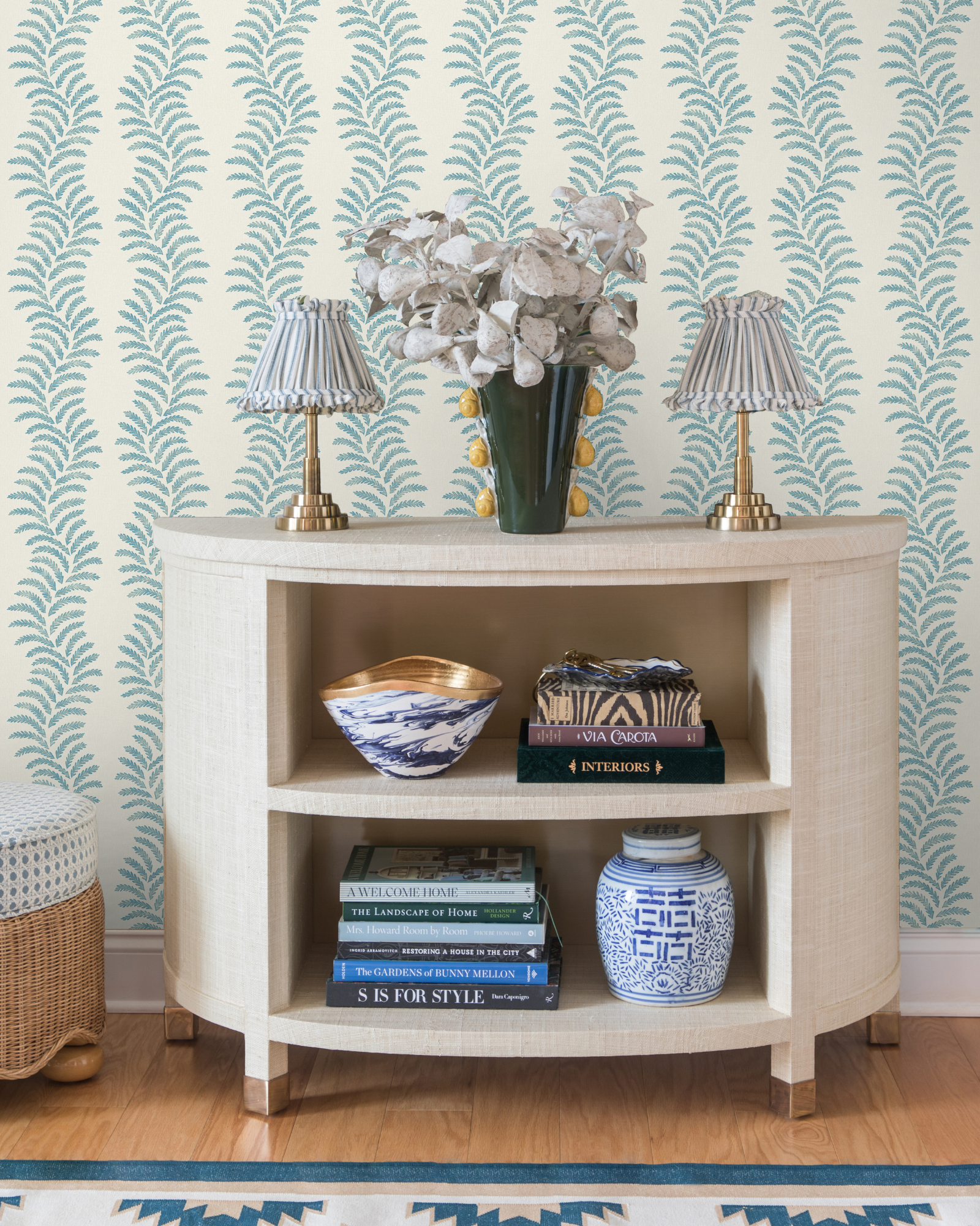 Lady Fern Turquoise Peel and Stick Wallpaper
