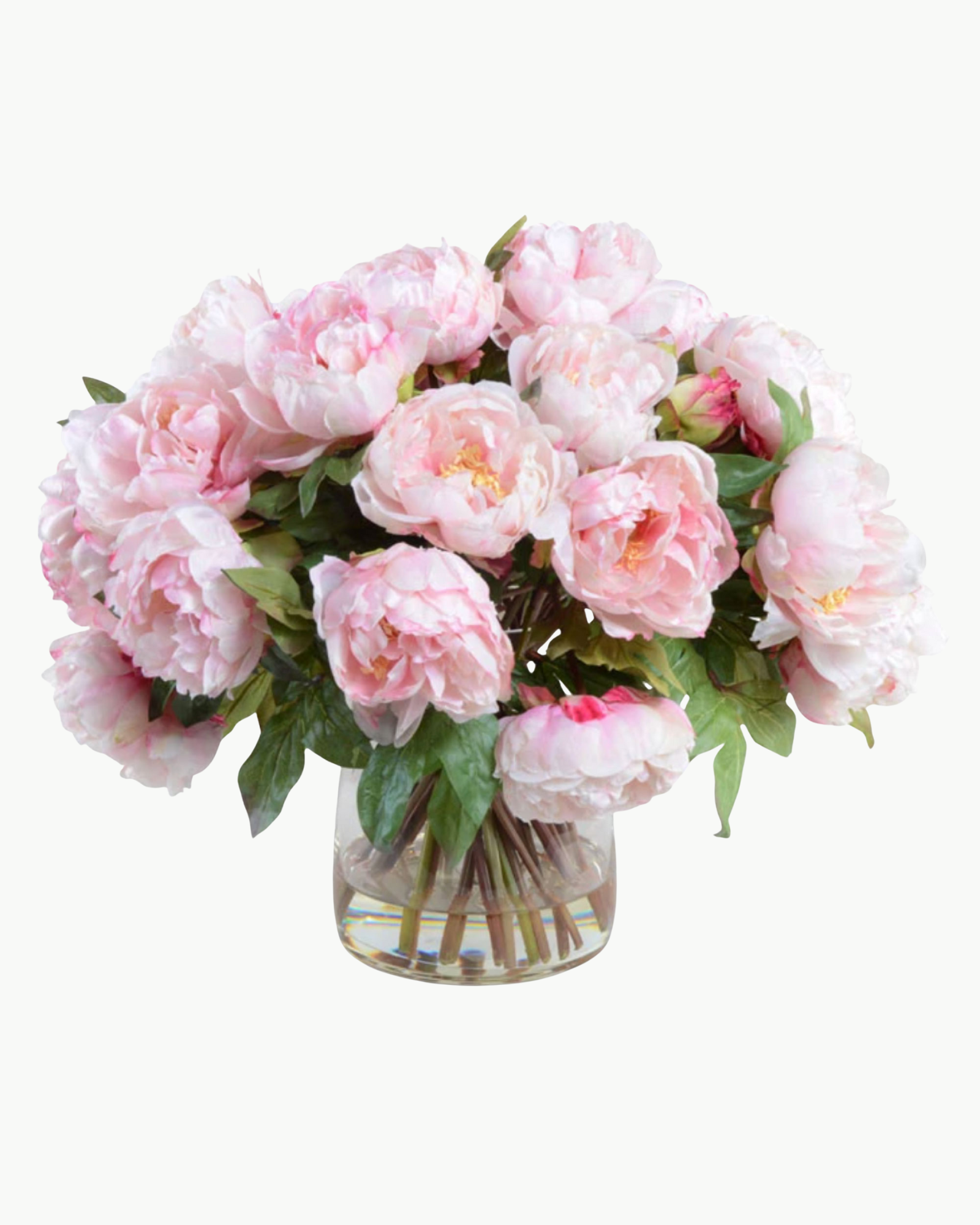 Large Pink Peony Bouquet in Glass Vase