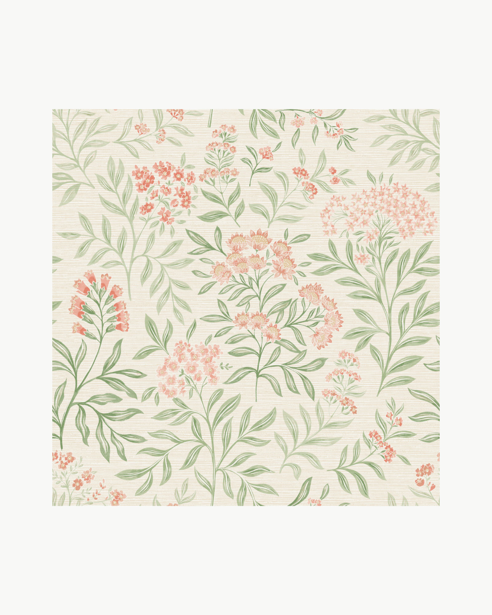 Leafy Floral Berry Peel and Stick Wallpaper