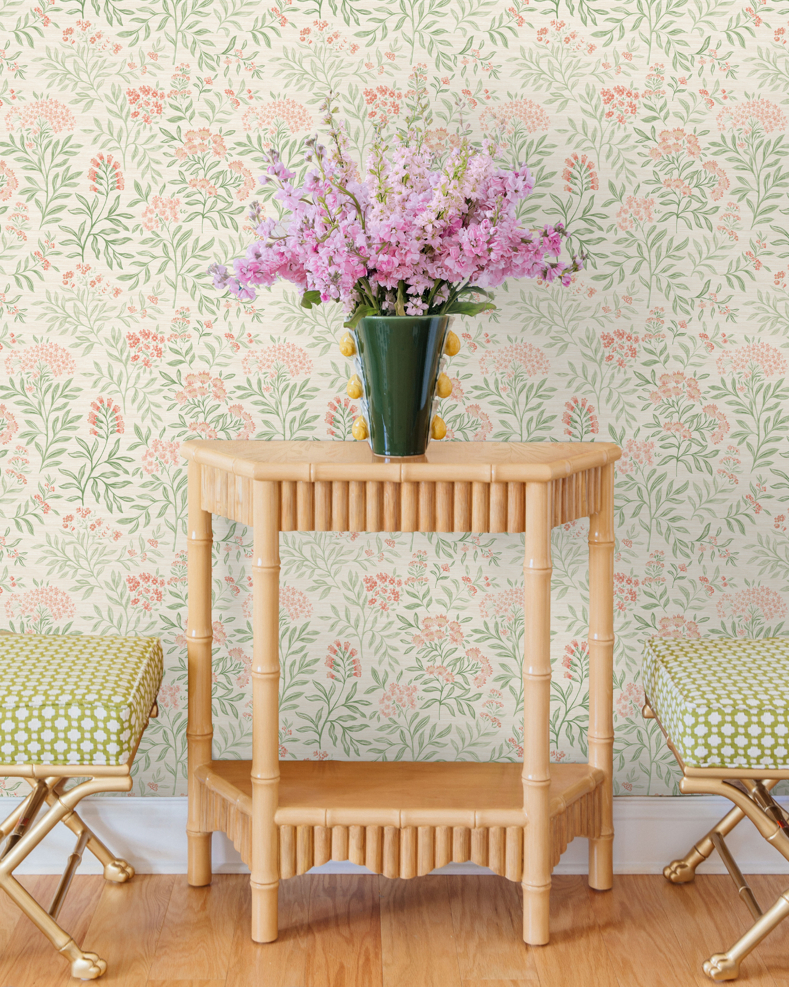 Leafy Floral Berry Peel and Stick Wallpaper