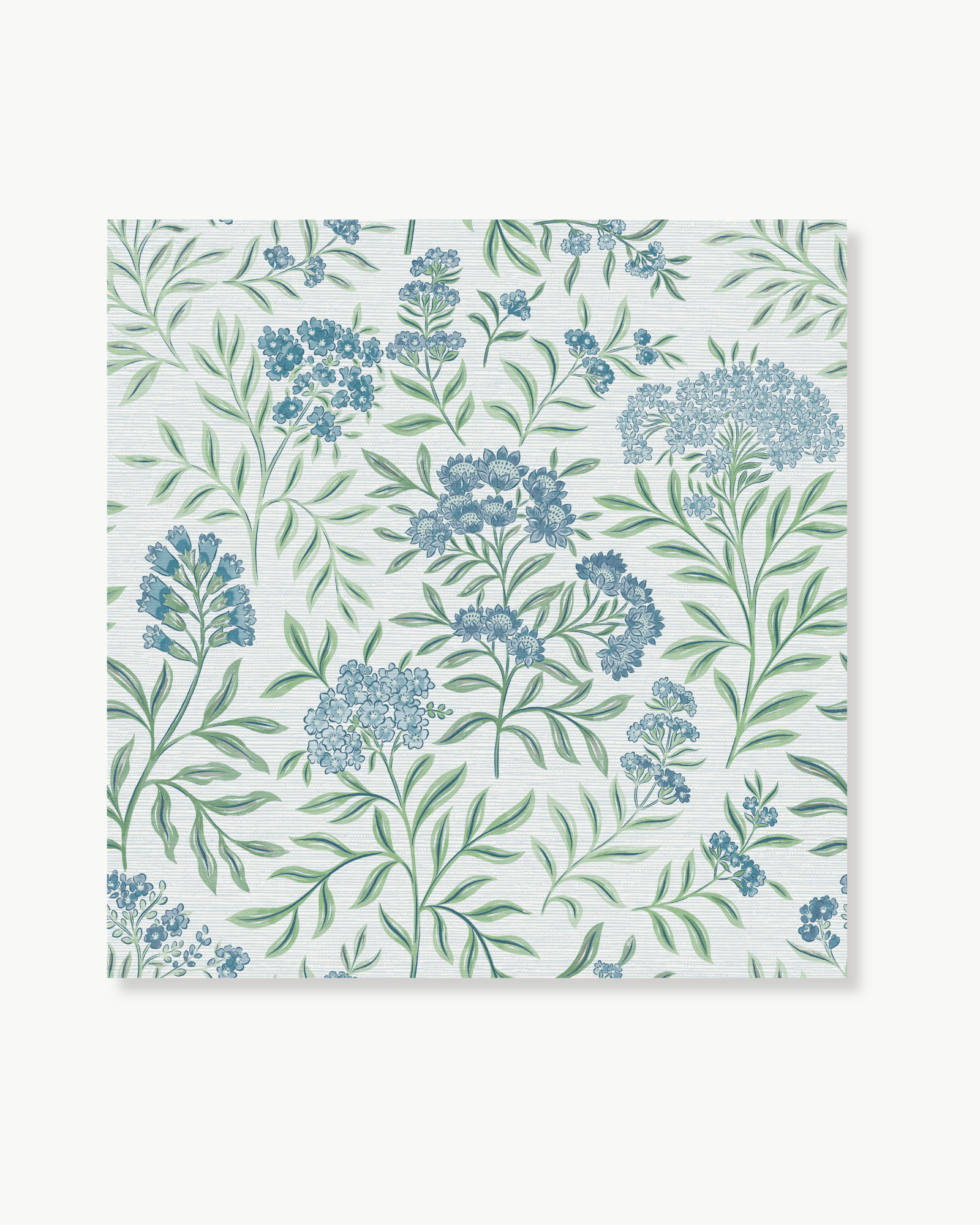 Leafy Floral Mineral Blue Peel and Stick Wallpaper