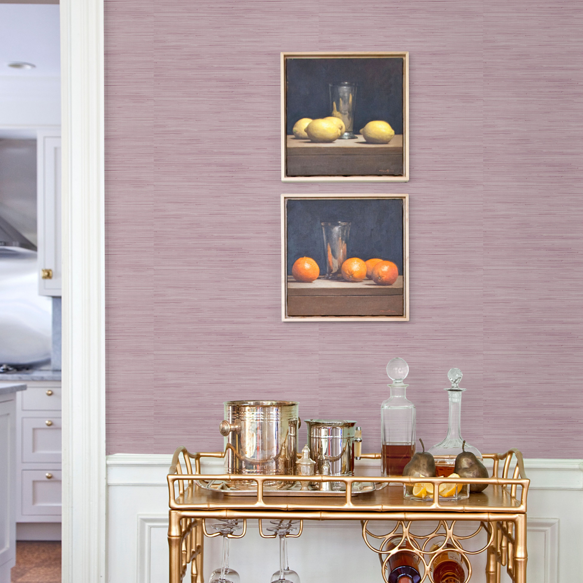 Lilac Faux Grasscloth Peel and Stick Wallpaper