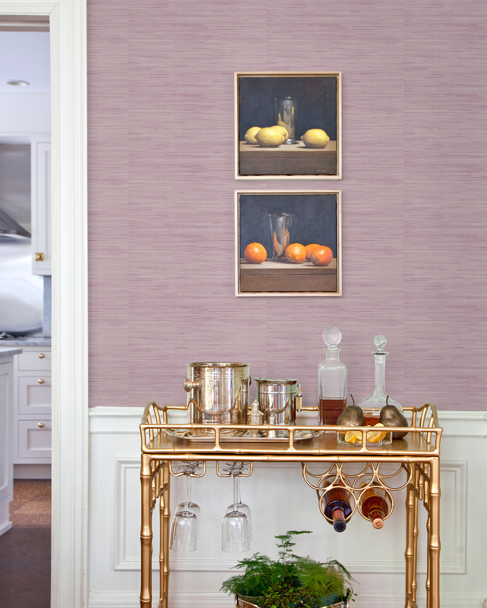 Lilac Faux Grasscloth Peel and Stick Wallpaper
