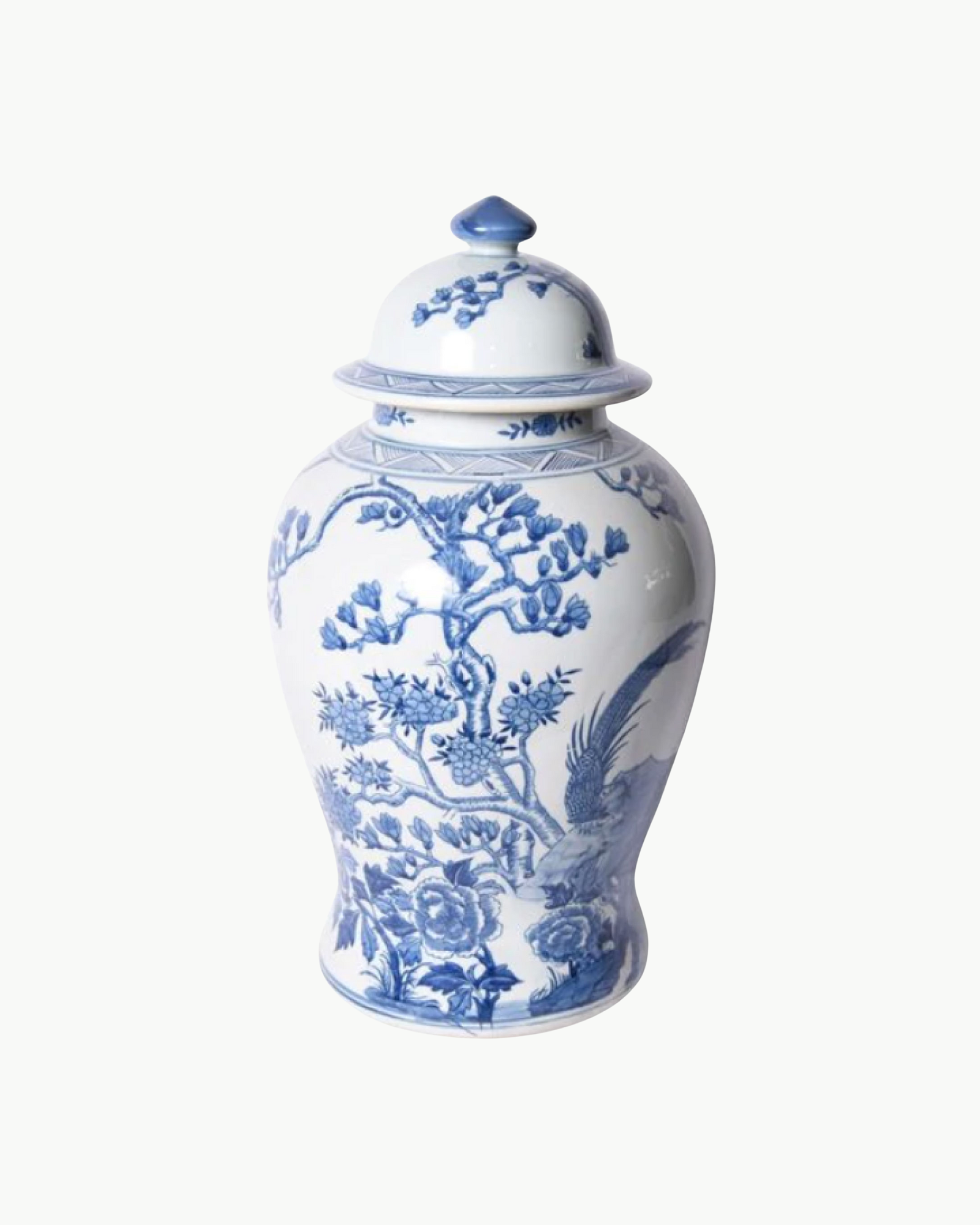 Blue and White Magnolia Temple Jar