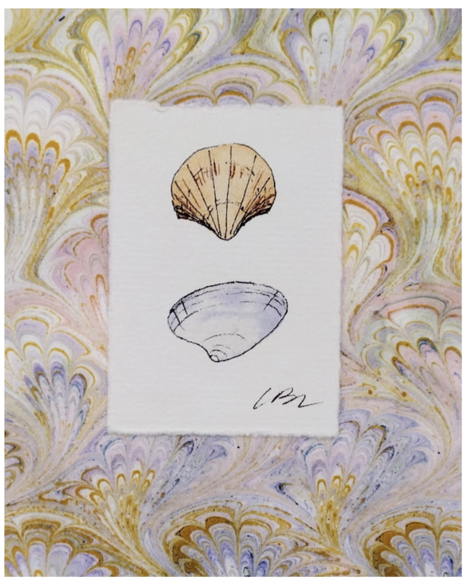 Mini Shell Pair on Lavender Marble I