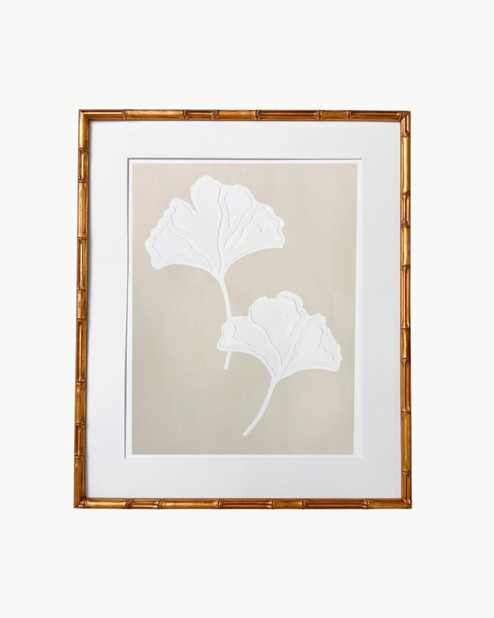 Neutral Gingko Leaves Print by Kendal Blanchard Art