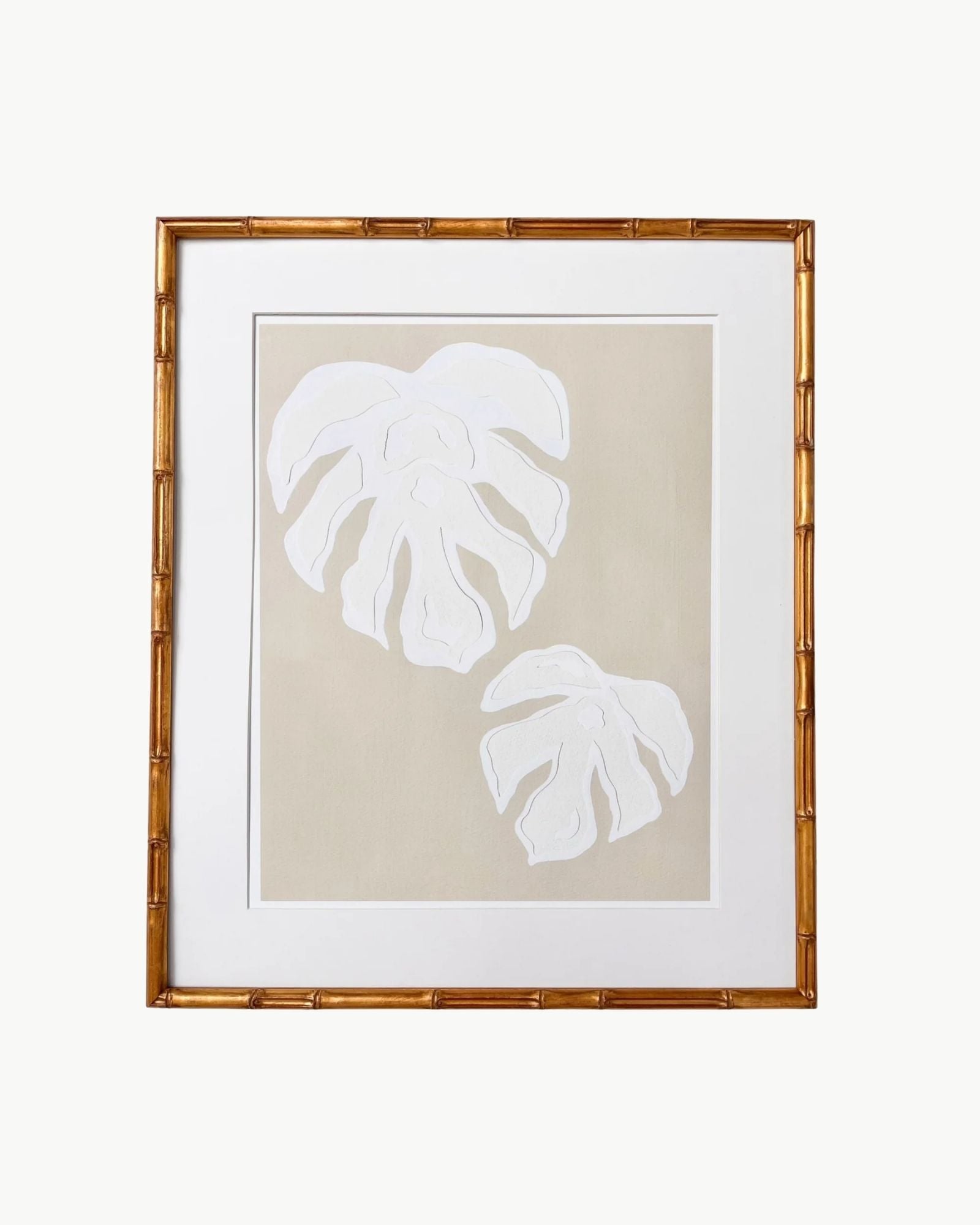Neutral Monstera Leaves Print by Kendal Blanchard Art