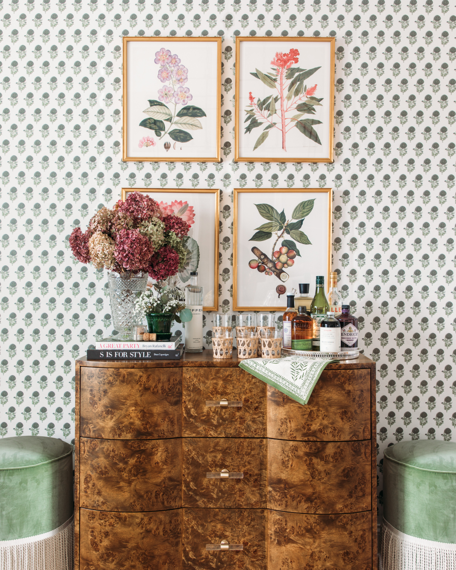 Marigold Block Print in Olive Wallpaper Sample