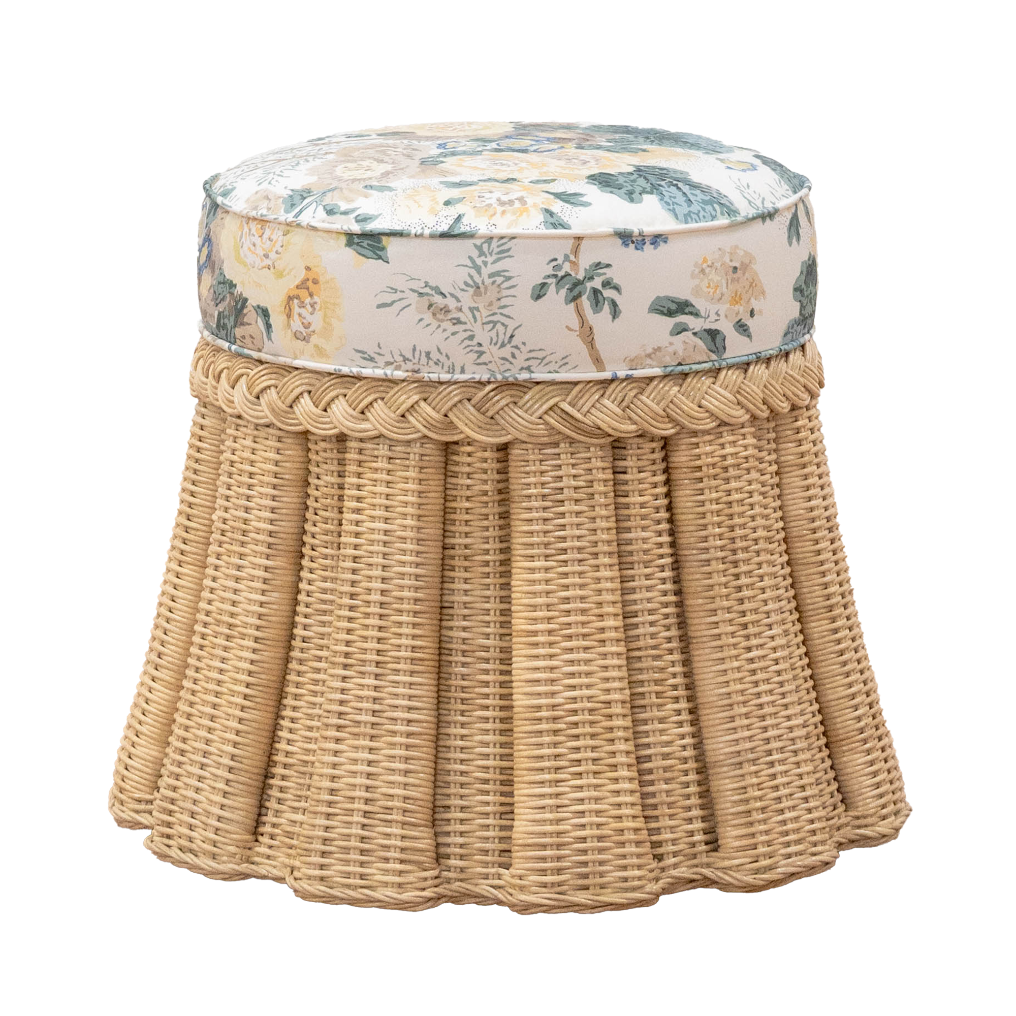 Pleated Wicker Stool - Round
