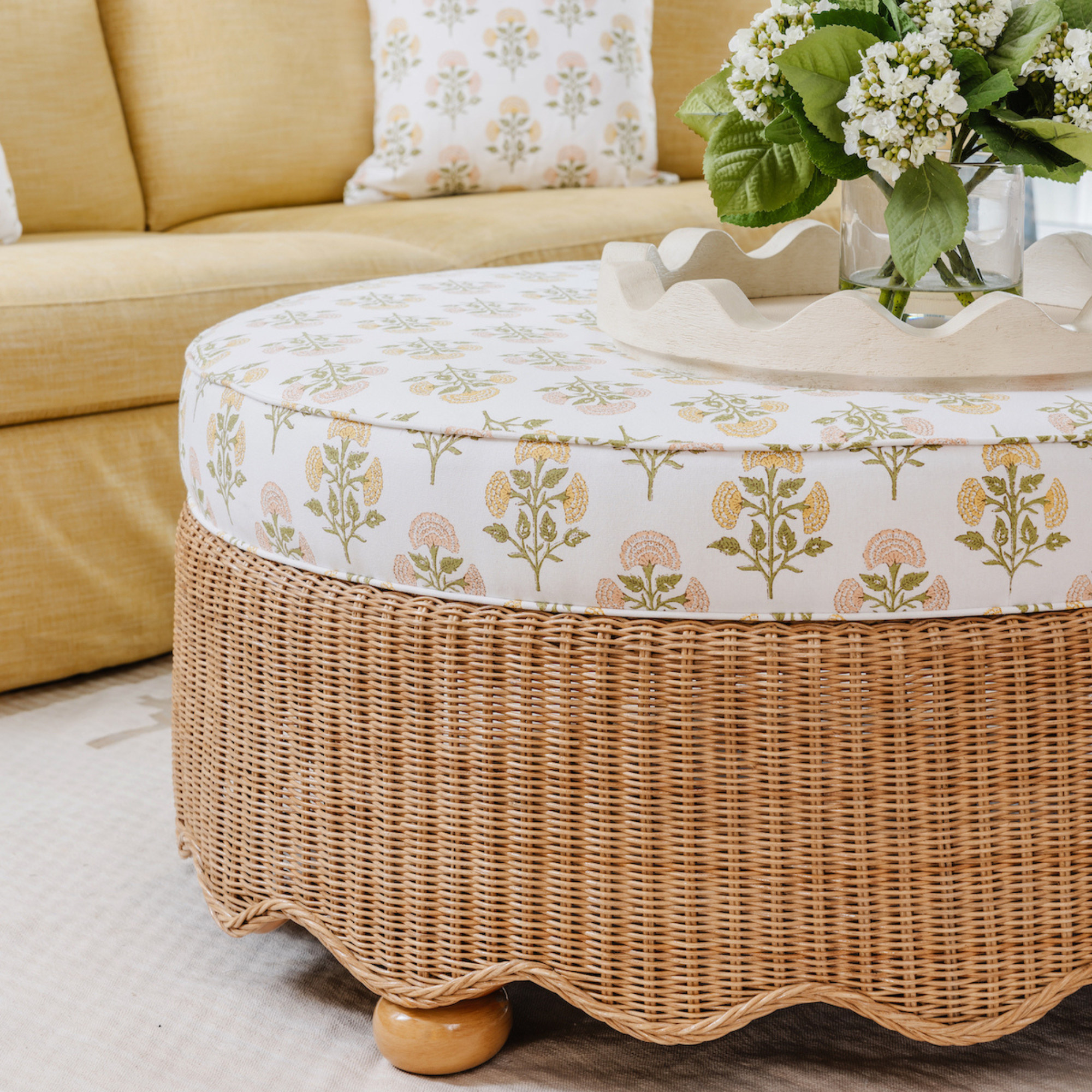 Wavy Wicker Ottoman - Round
