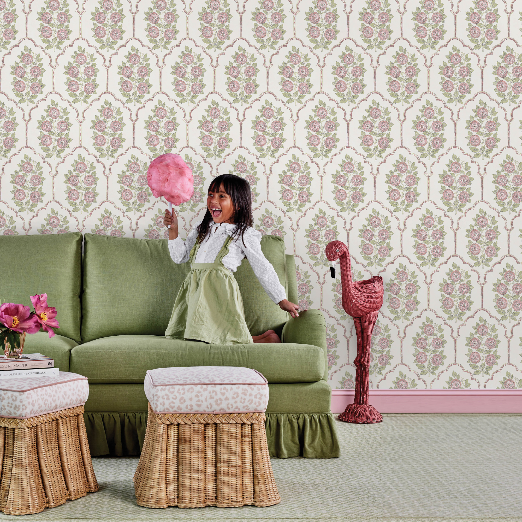 Floral Bazaar Rose Water Peel and Stick Wallpaper