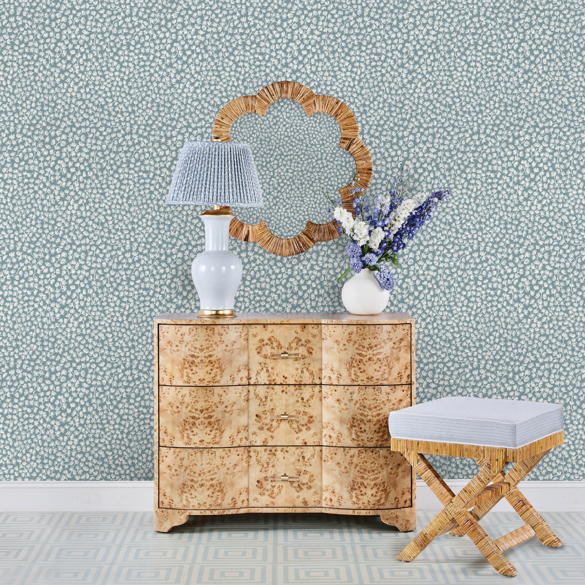 Sea Fern Slate Blue Peel and Stick Wallpaper