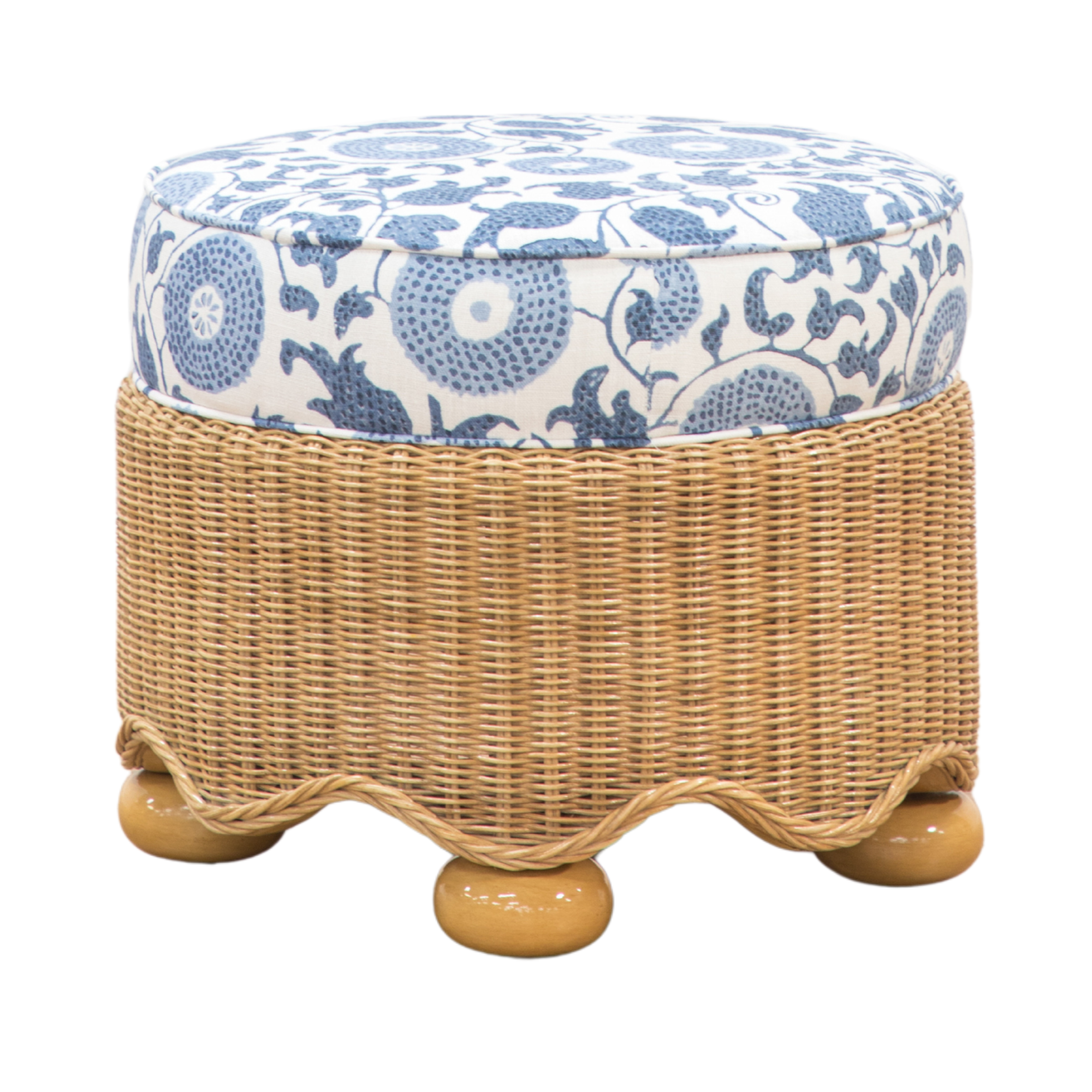 Wavy Wicker Stool in Eldora Slate