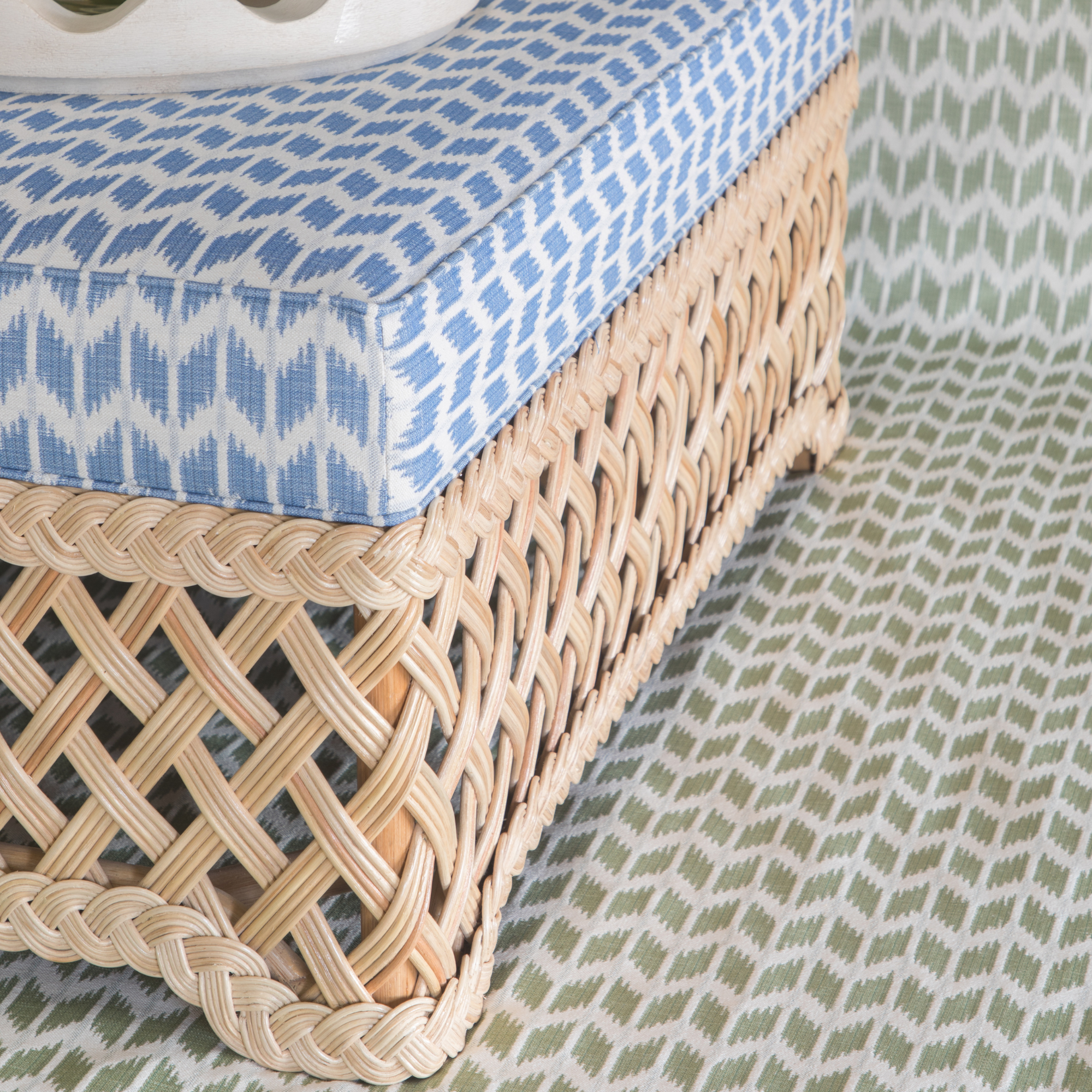 Provence Trellis Weave Ottoman