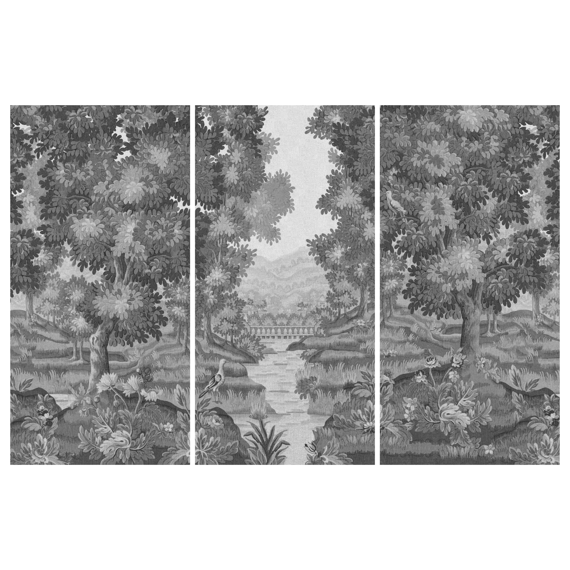 Left Bank Chinoiserie Panels in Grayscale