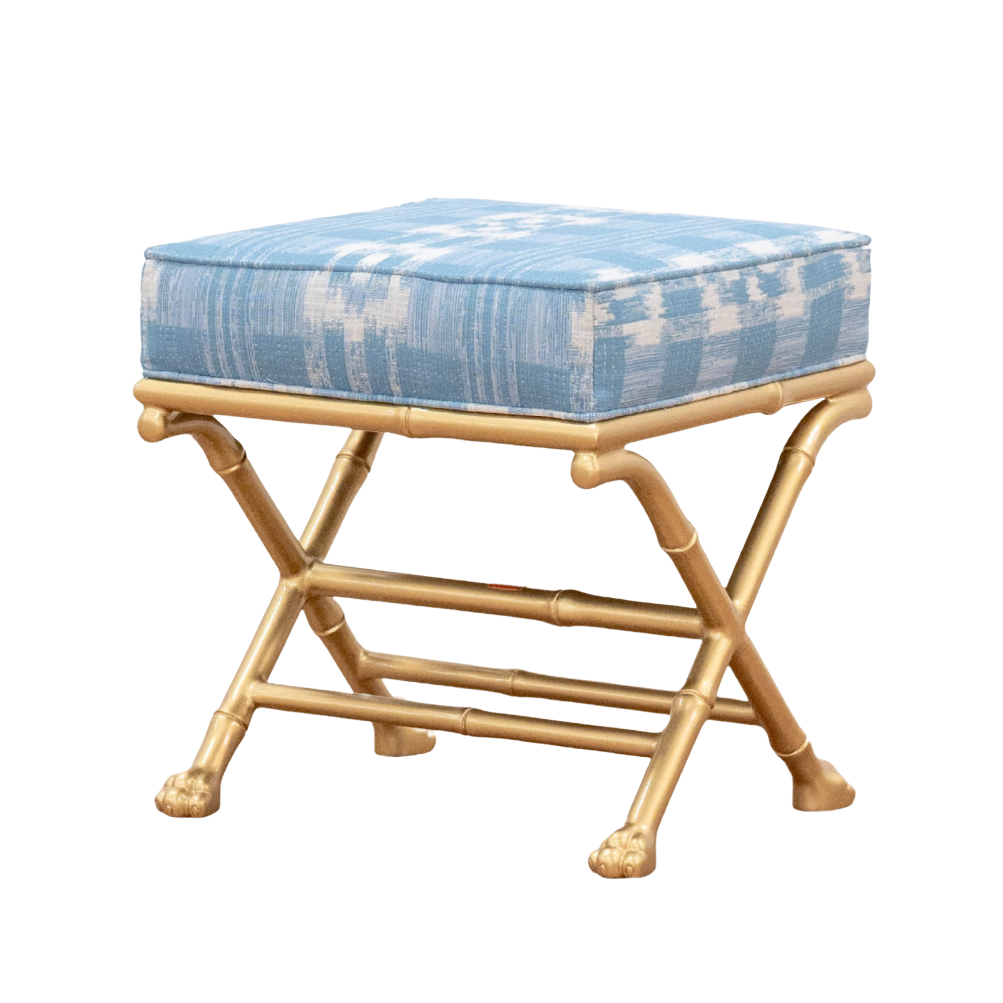 Faux Bamboo Footed X-Stool - Small