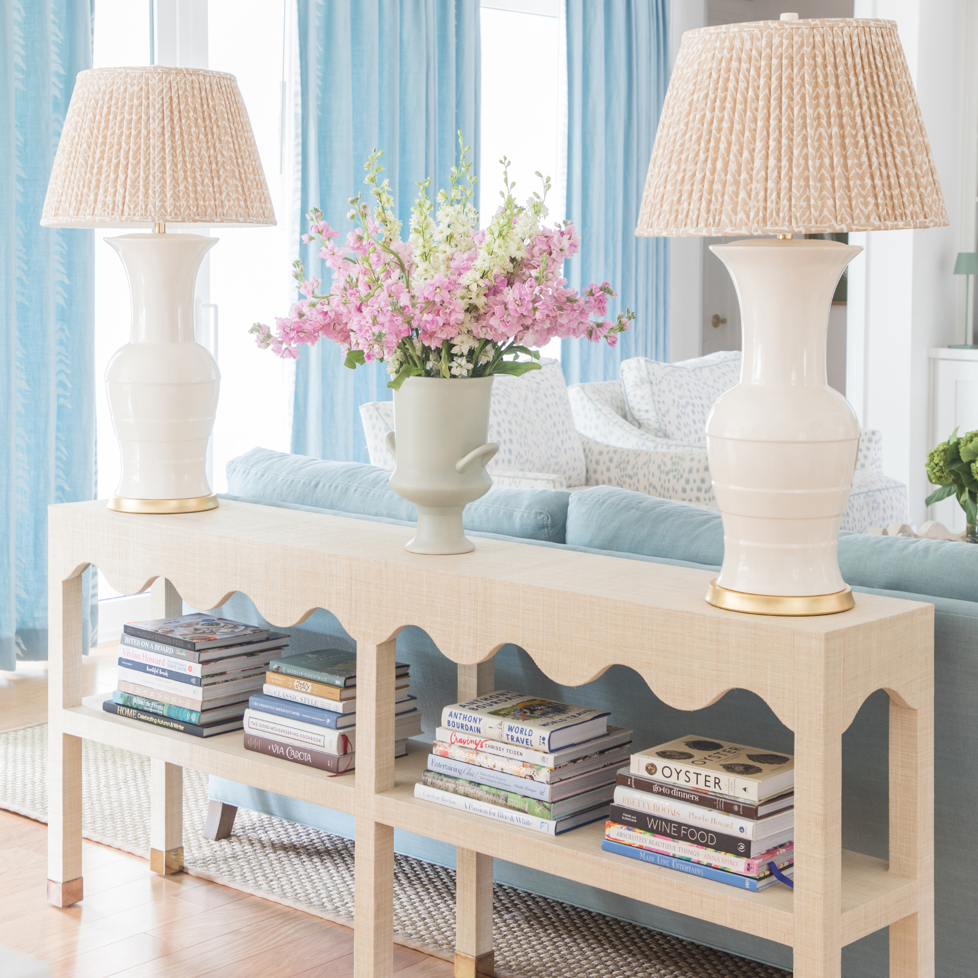 Wavy Grasscloth Console - Large