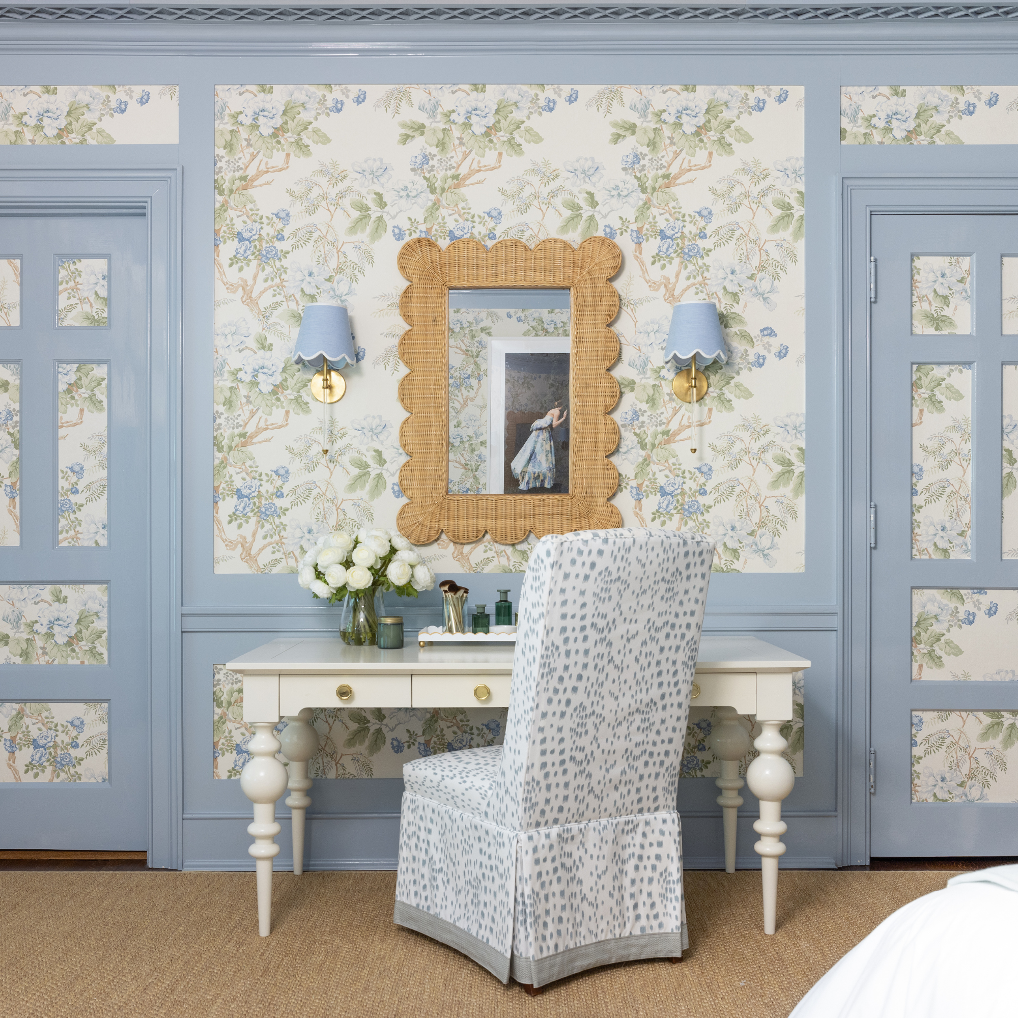 Chinese Peony Light Blue Wallpaper Sample