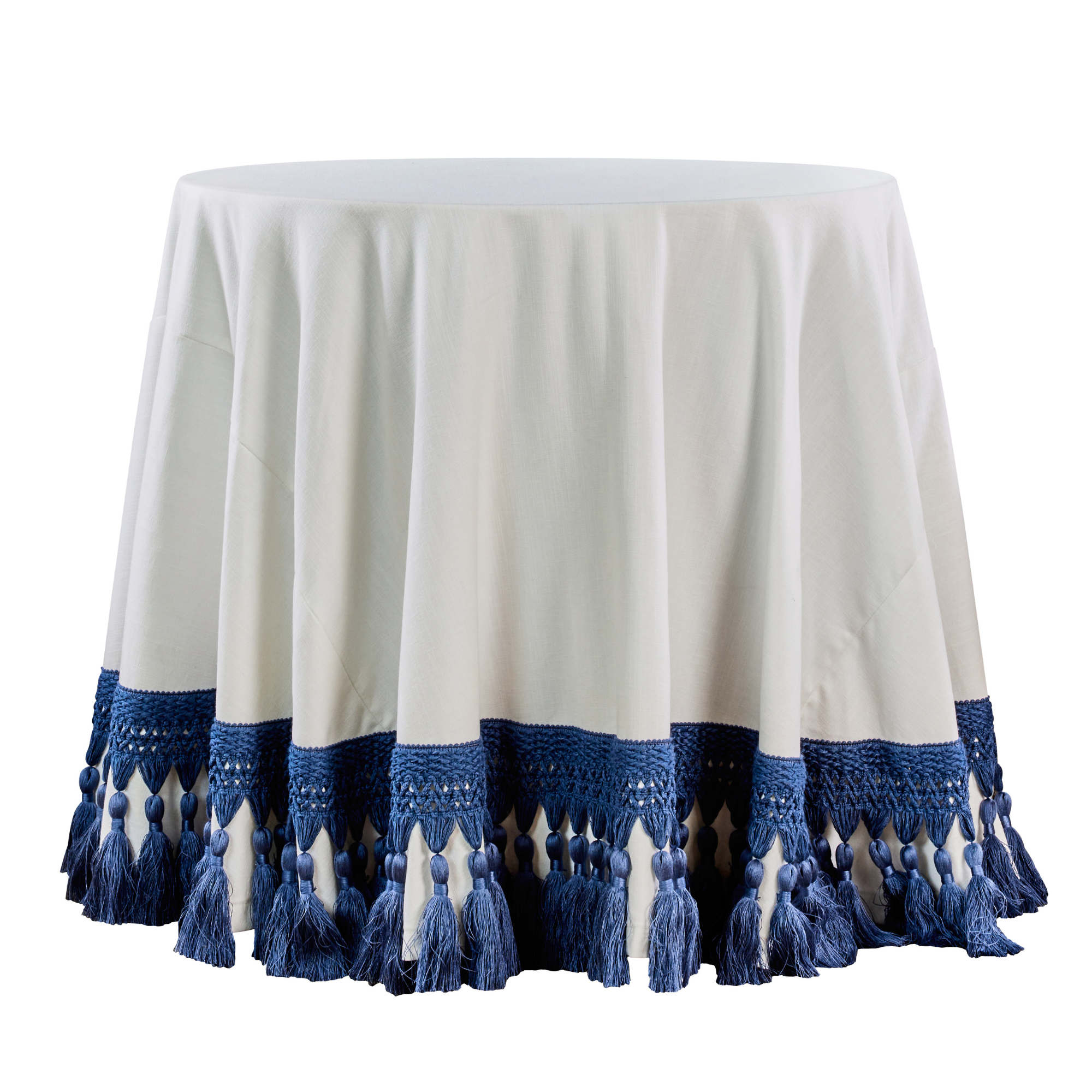 White 30" Tasseled Table Skirt