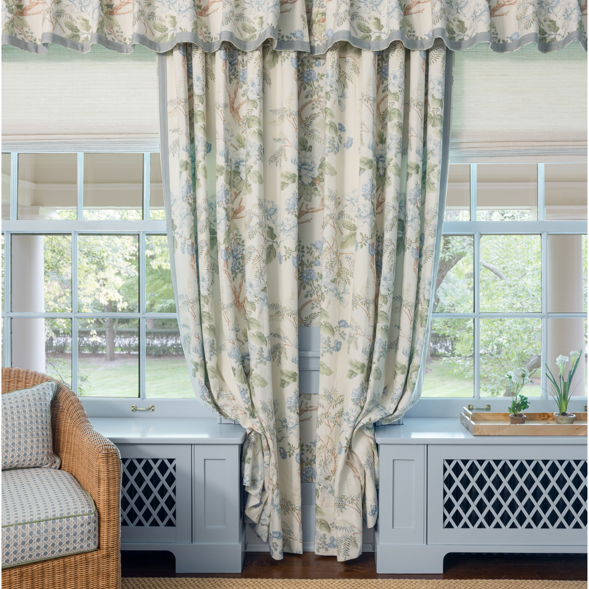 Chinese Peony Light Blue - Fabric by the Yard
