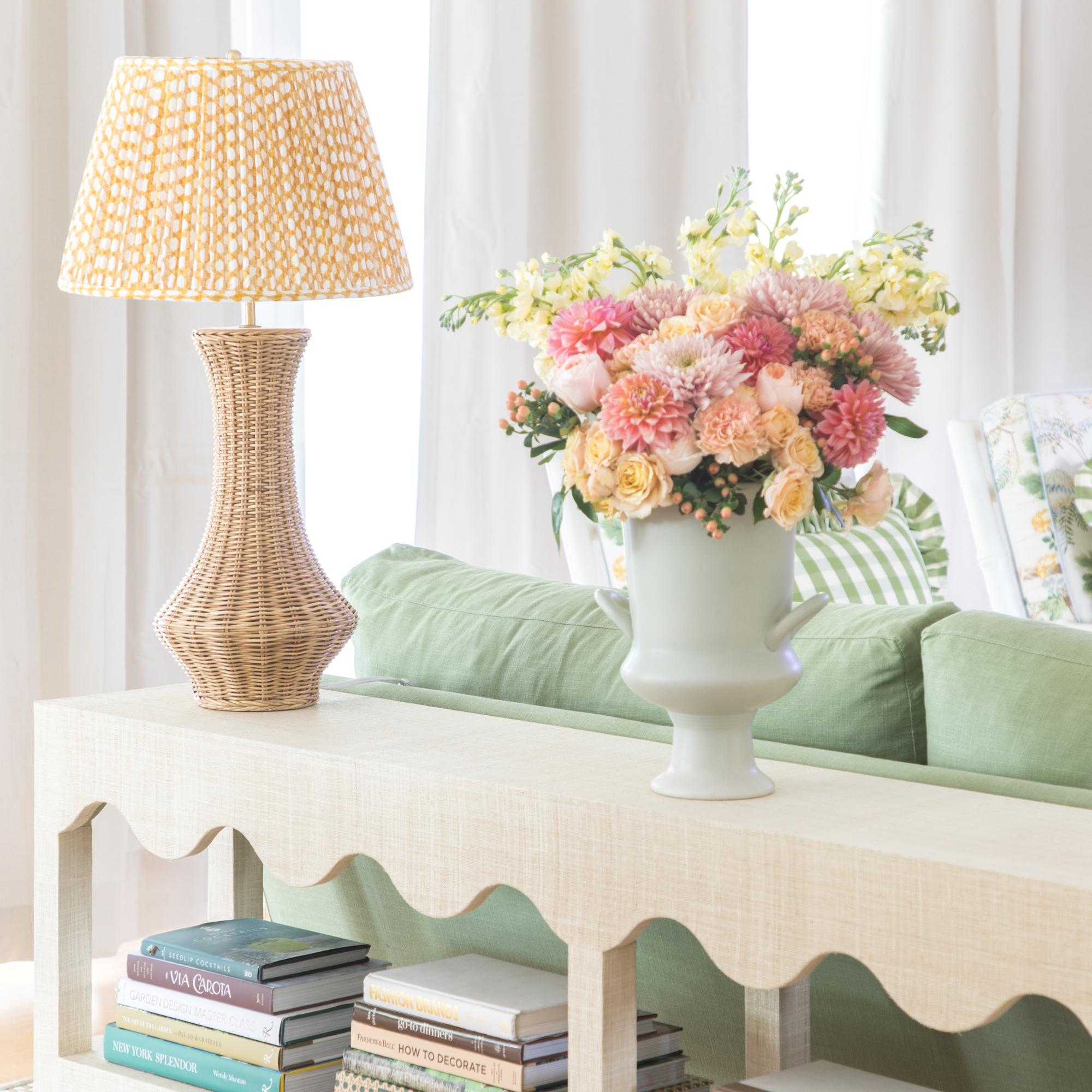 Yellow Wicker Lampshade