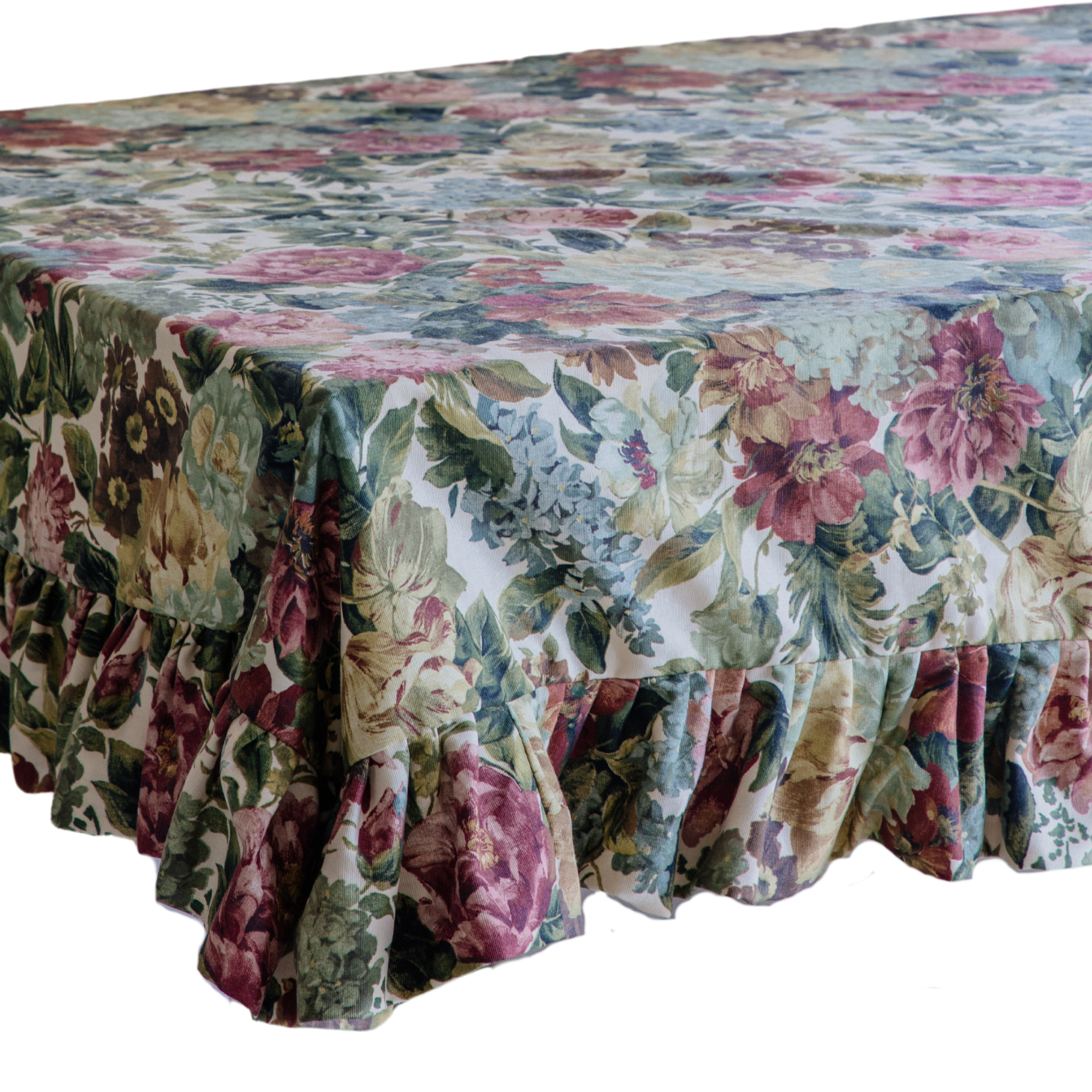 Vintage Floral Ruffle Tablecloth