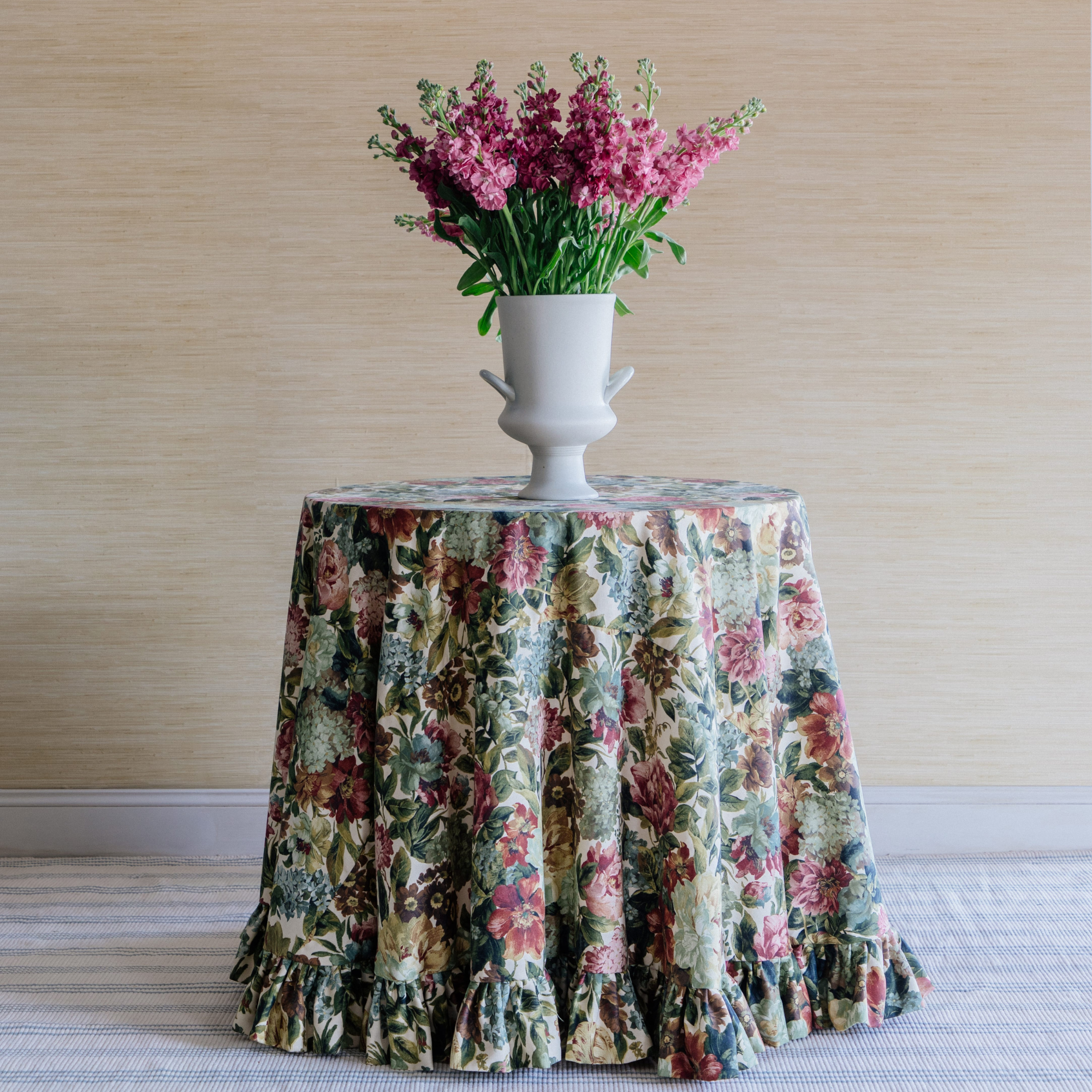 Vintage Floral Ruffle Table Skirt
