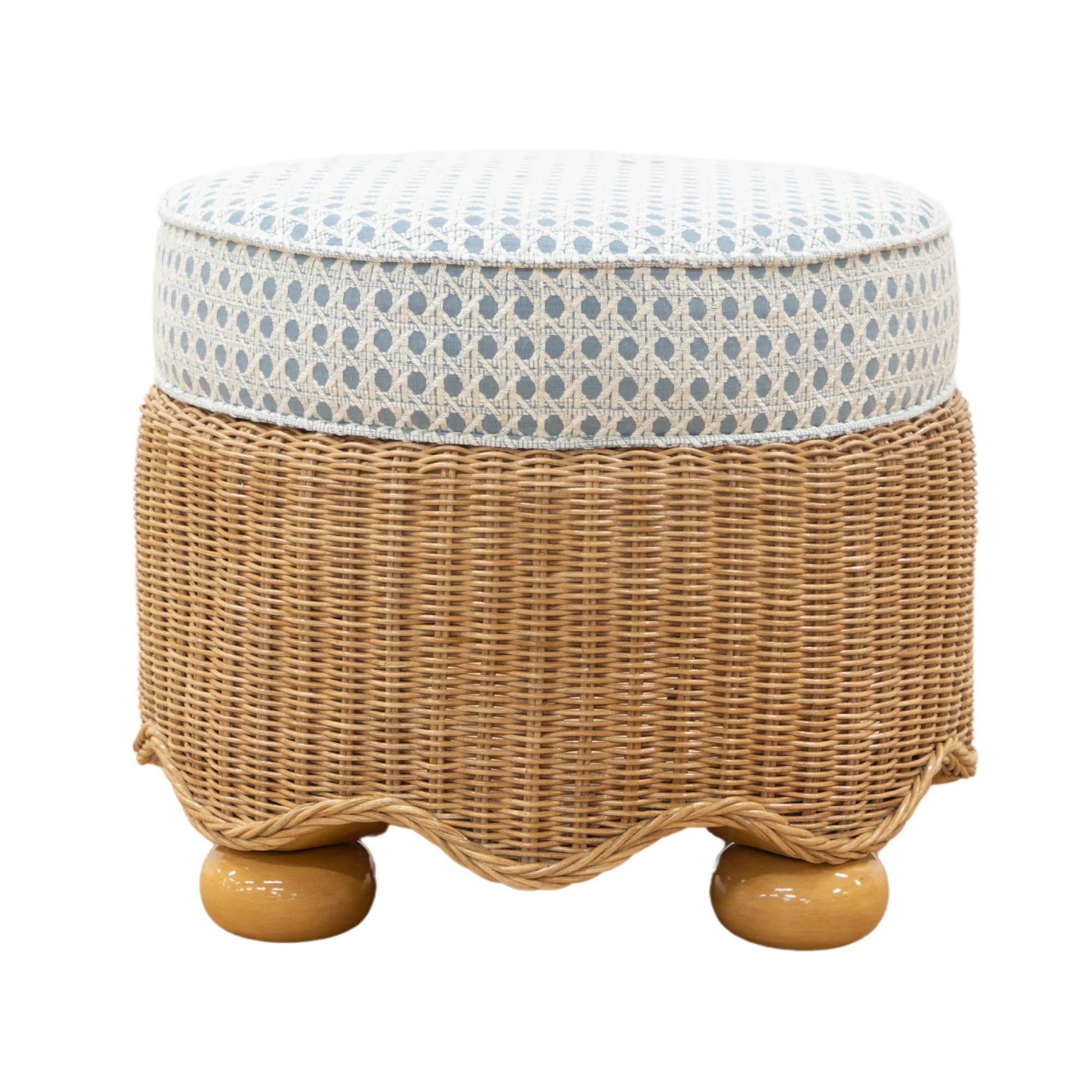 Wavy Wicker Stool - Monterey Woven Texture Baltic