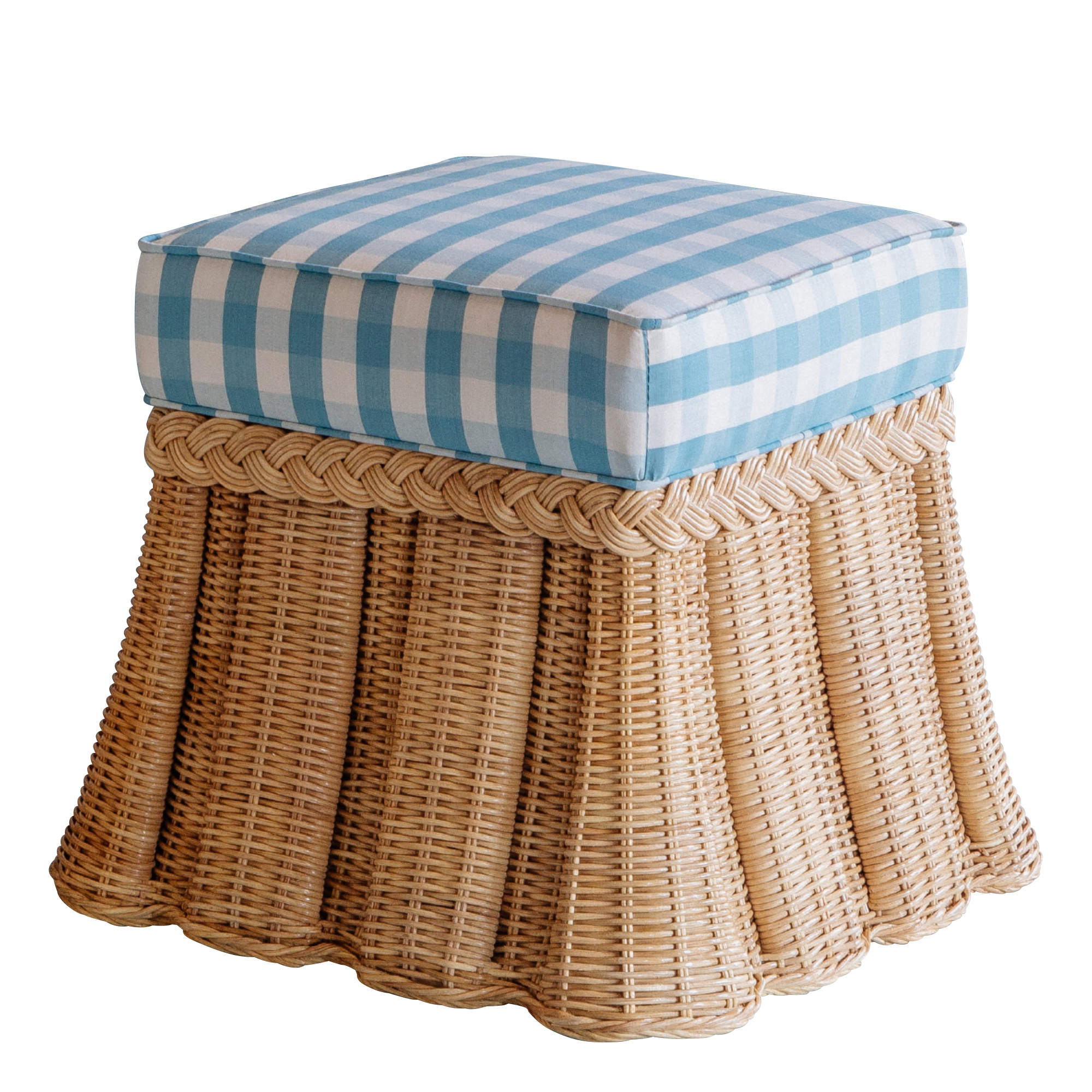 Pleated Wicker Stool - Square