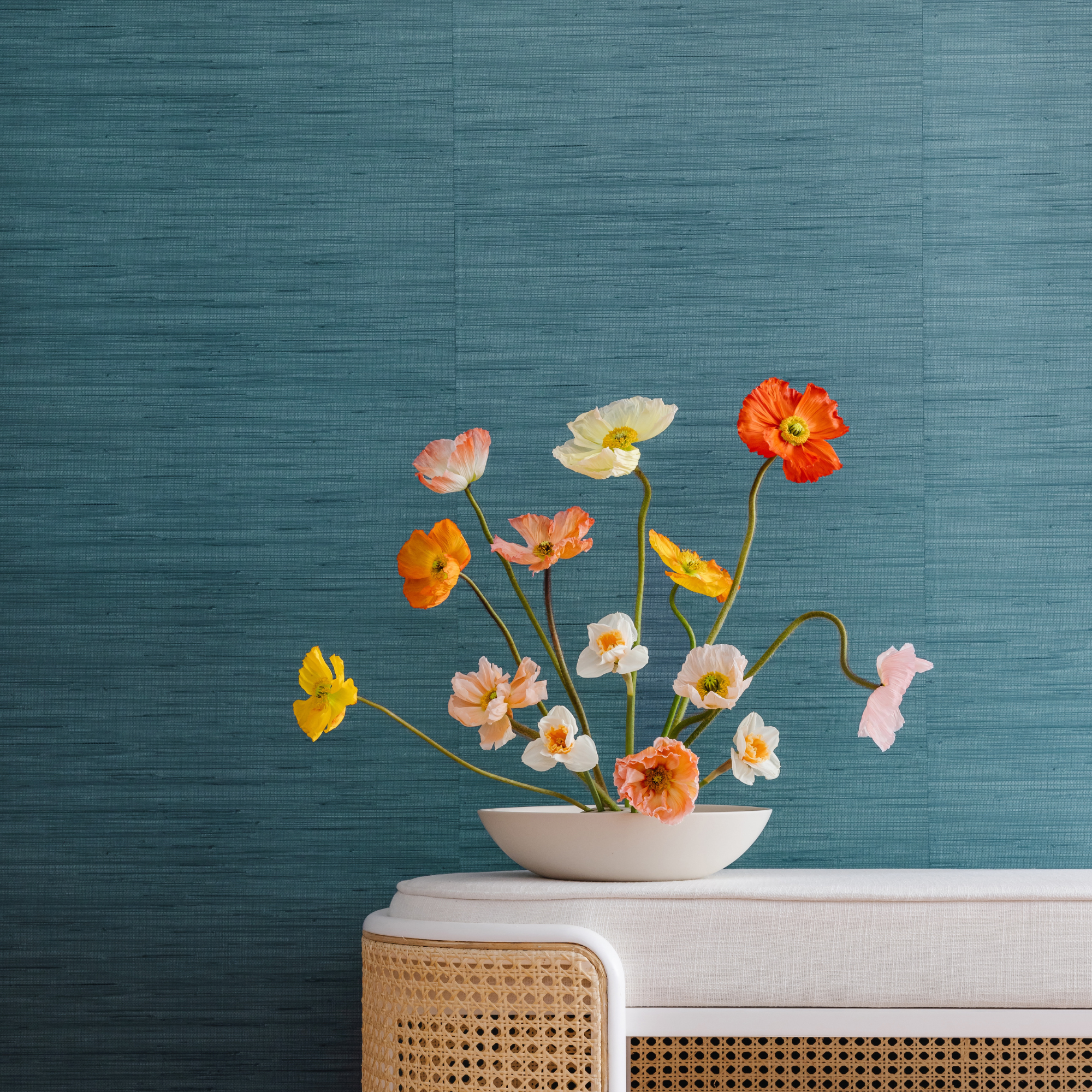 Peacock Faux Grasscloth Peel and Stick Wallpaper Sample